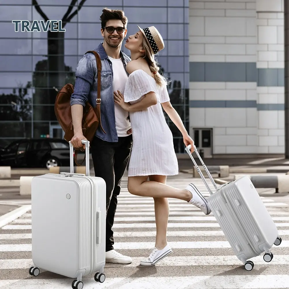 Tabibito 24" Luggage Hard Shell ABS Suitcase TSA Lock with Spinner Wheels White