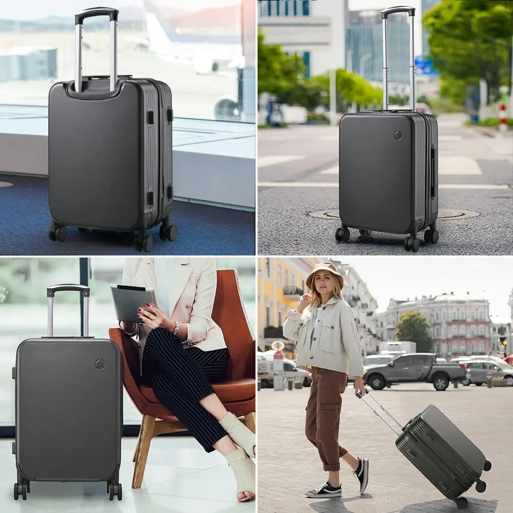 Tabibito Luggage Set Hard Shell ABS Suitcase Spinner Wheels TSA Lock 20"24" Grey