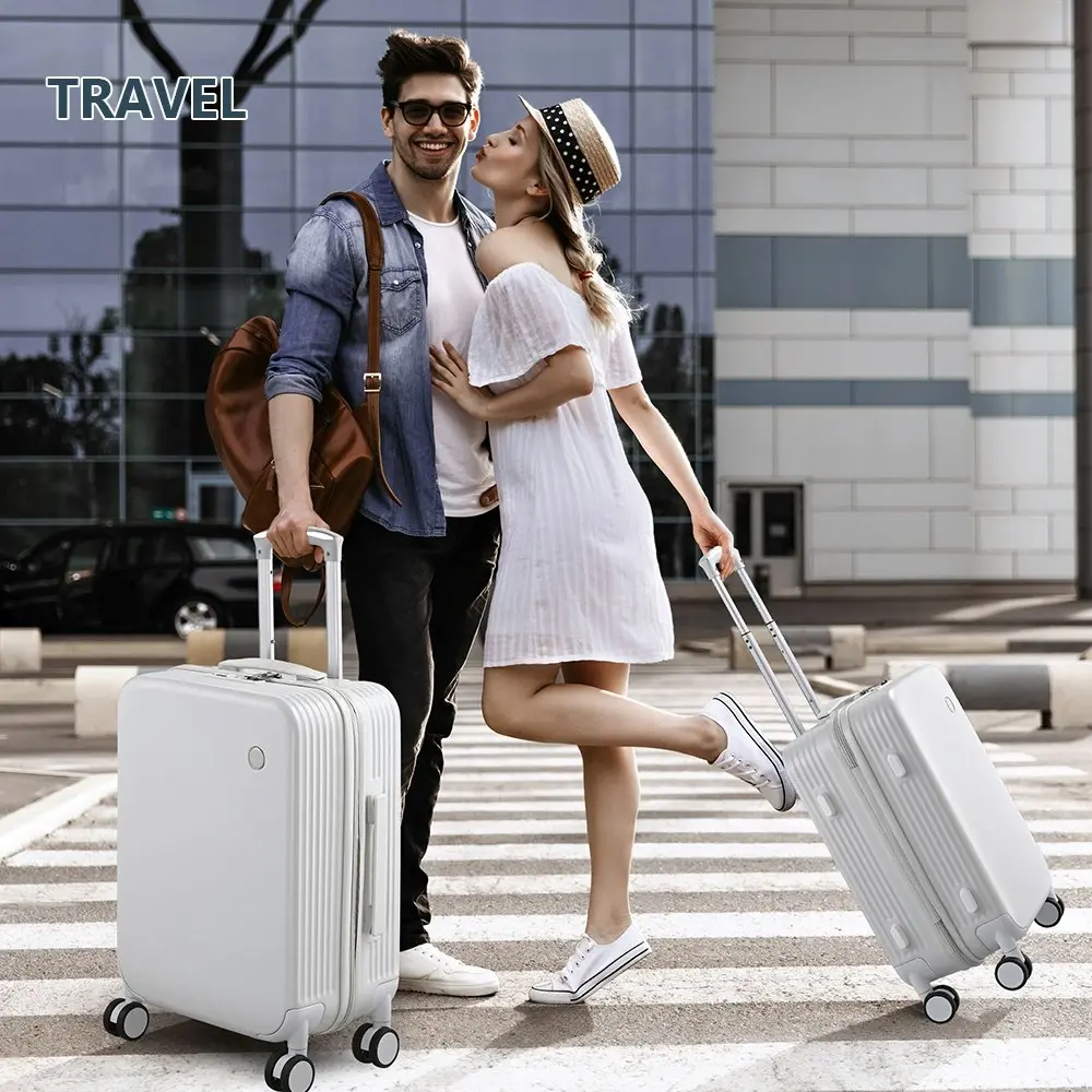 Tabibito Luggage Set Hard Shell ABS Suitcase Spinner Wheel TSA Lock 20"24" White