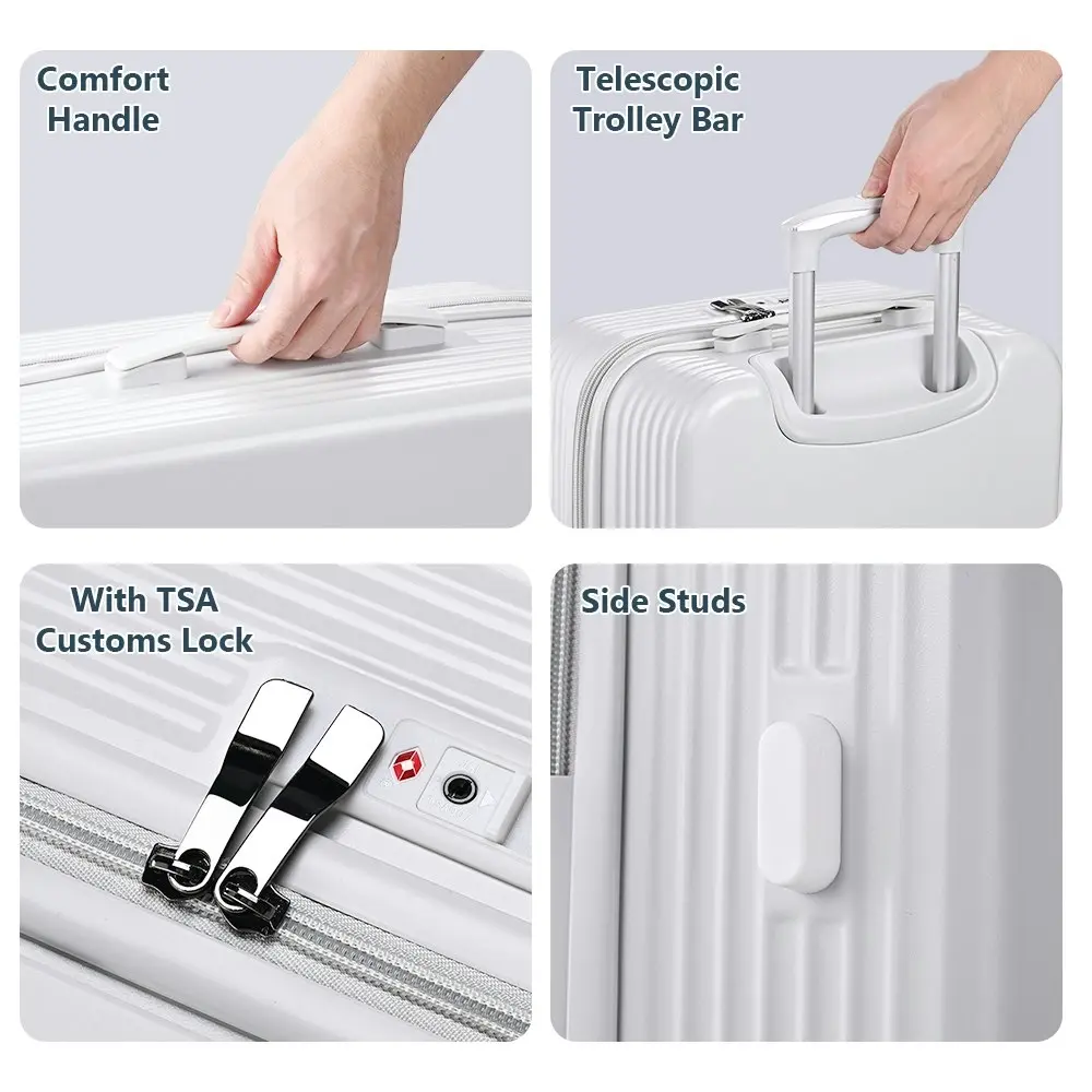 Tabibito Luggage Set Hard Shell ABS Suitcase Spinner Wheel TSA Lock 20"28" White