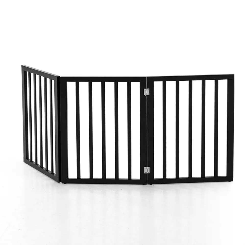 Petzly Pet Gate Dog Fence Safety Barrier Security Door 3 Panel 61cm Black