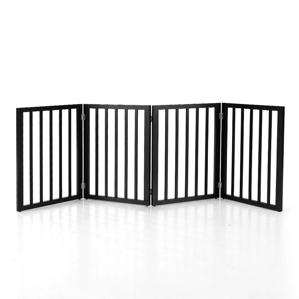 Petzly Pet Gate Dog Fence Safety Barrier Security Door 4 Panel 61cm Black