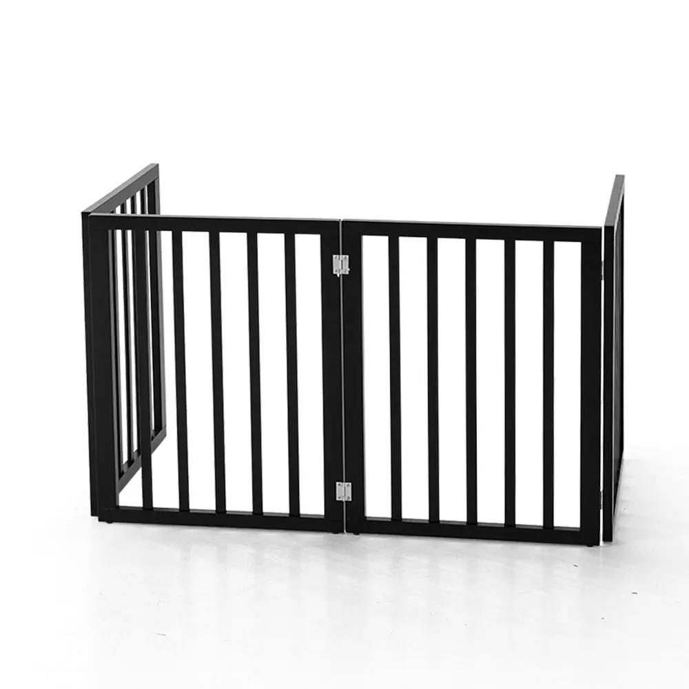 Petzly Pet Gate Dog Fence Safety Barrier Security Door 4 Panel 61cm Black