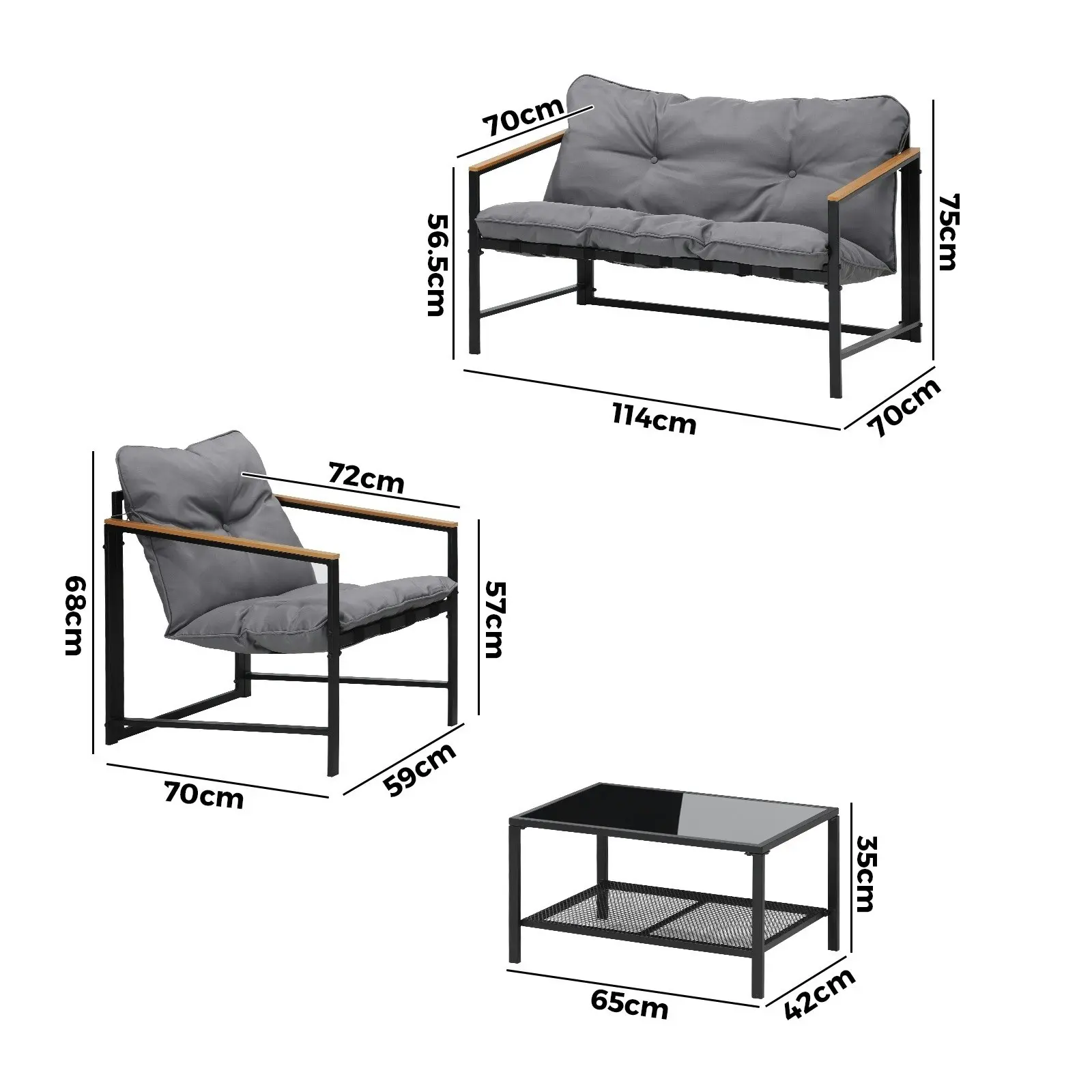 Livsip 4 Seater Outdoor Lounge Sofa Furniture Setting Garden Patio Chairs Table