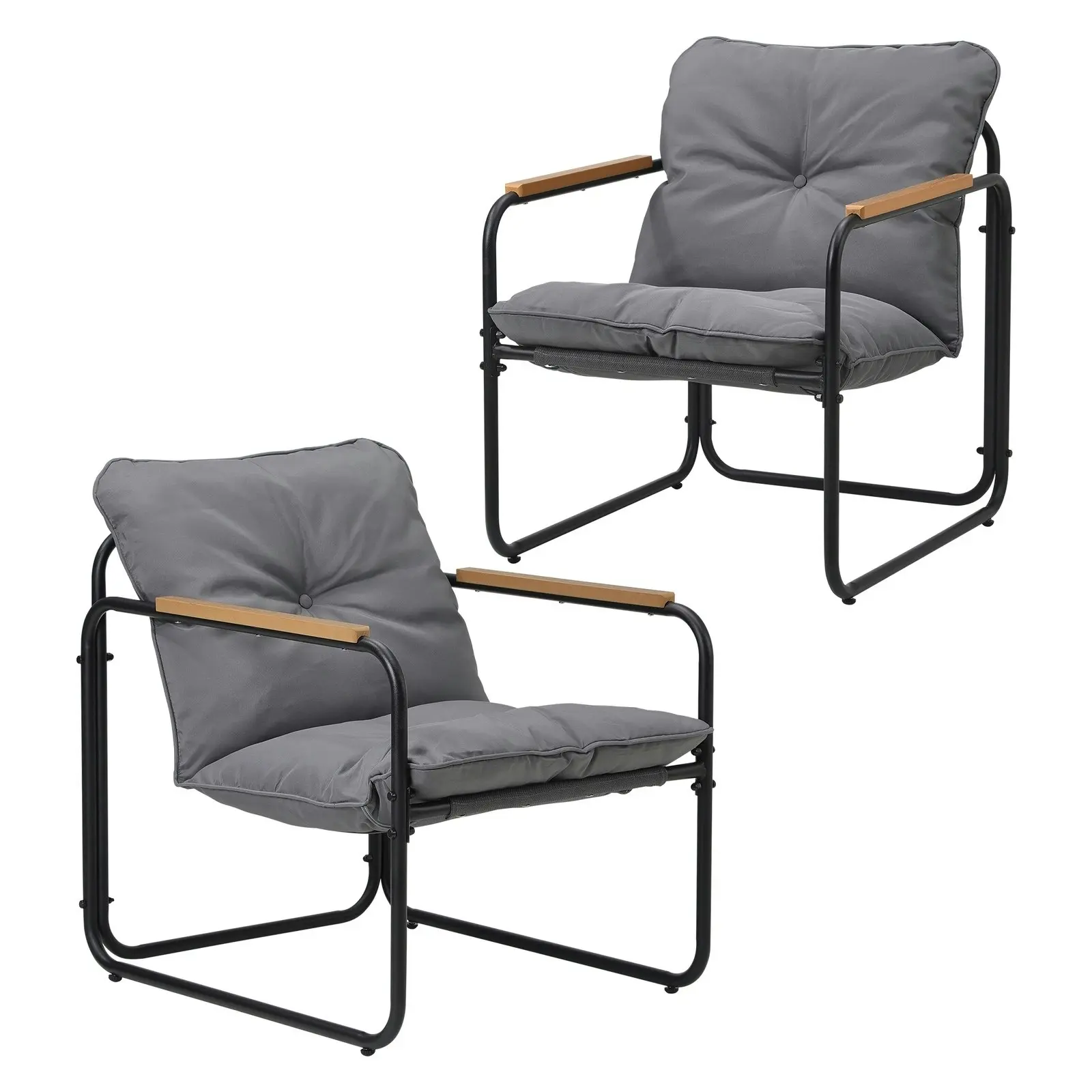 Livsip Outdoor Chairs Furniture Setting Garden Patio Armchair Lounge Sofa Black