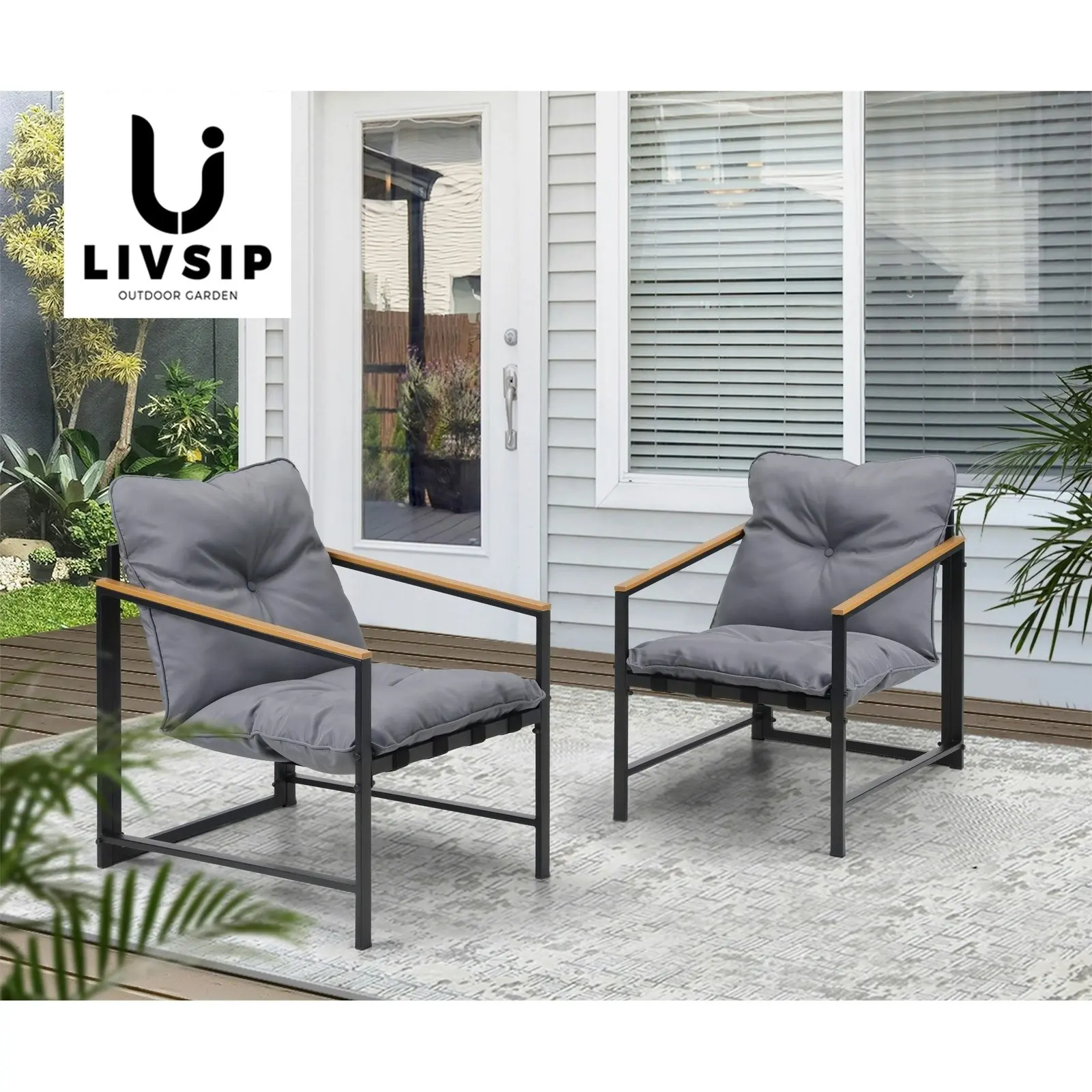 Livsip Outdoor Chairs Furniture Setting Garden Patio Armchair Lounge Sofa