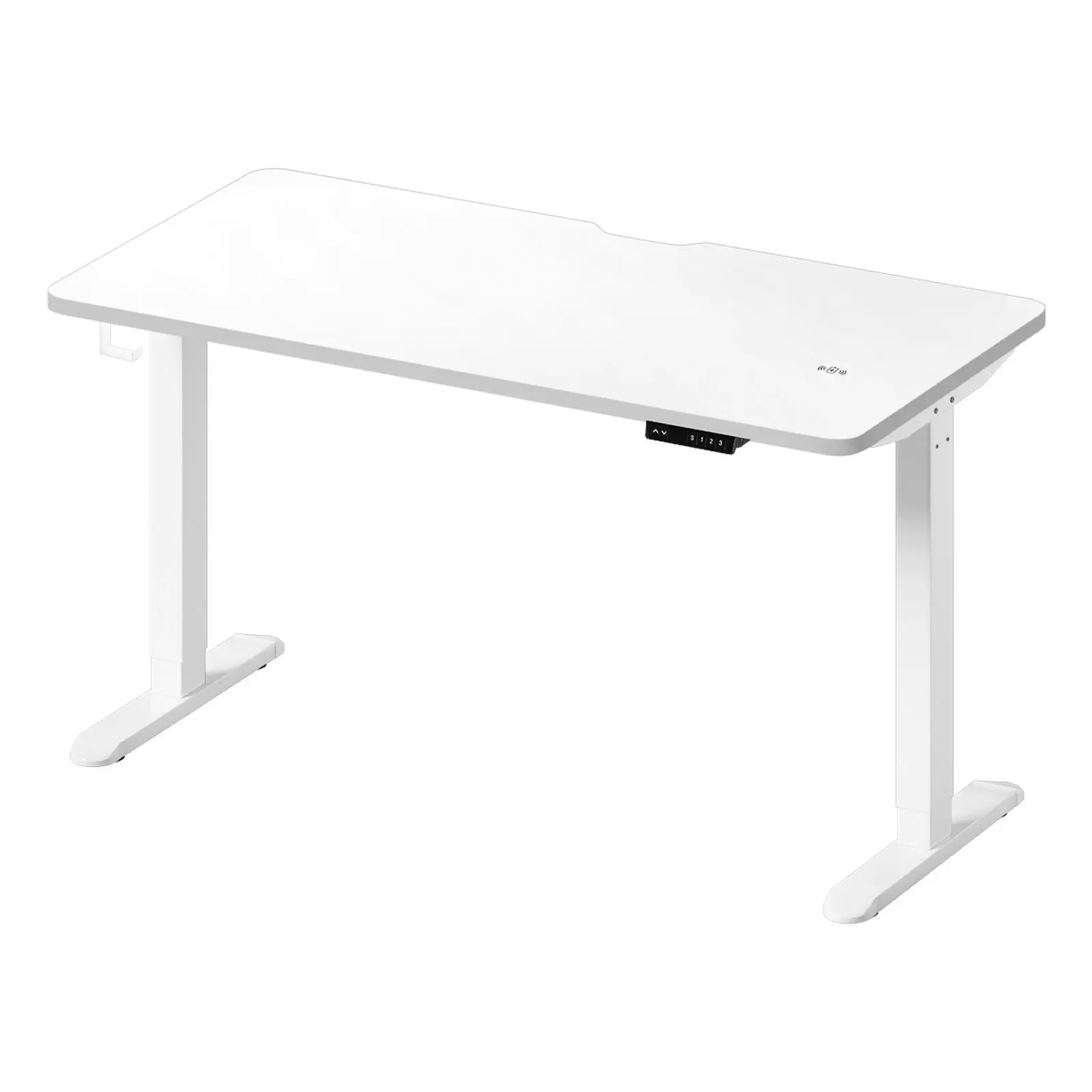 Oikiture Electric Standing Desk With Wireless Charging Single Motor White Frame 140CM White Tabletop