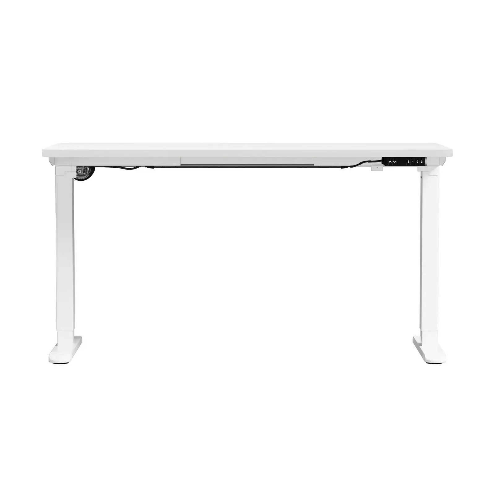 Oikiture Electric Standing Desk With Wireless Charging Single Motor White Frame 140CM White Tabletop