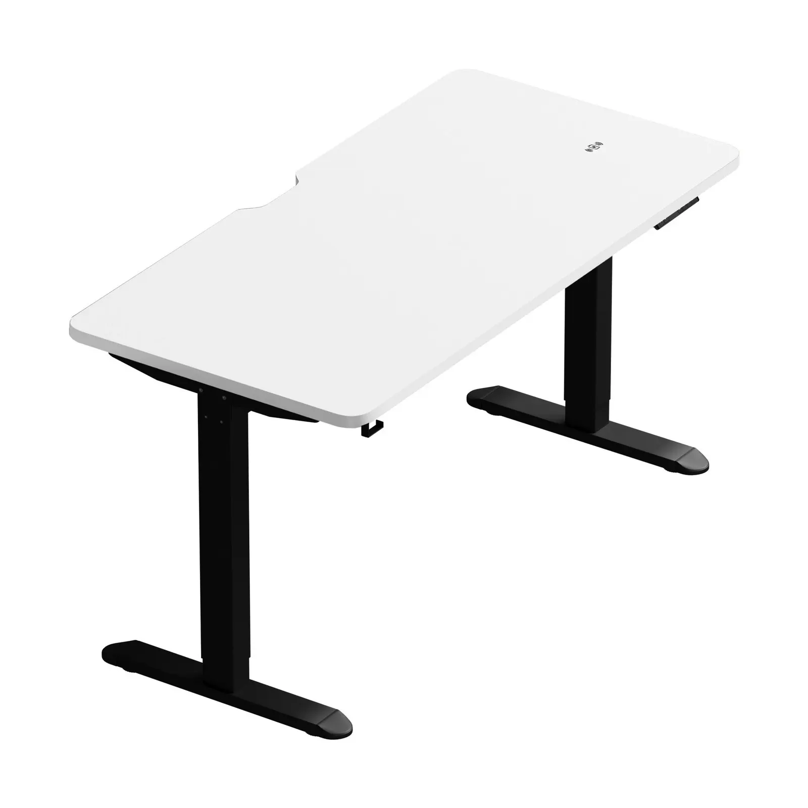 Oikiture Electric Standing Desk With Wireless Charging Single Motor Black Frame 140CM White Tabletop