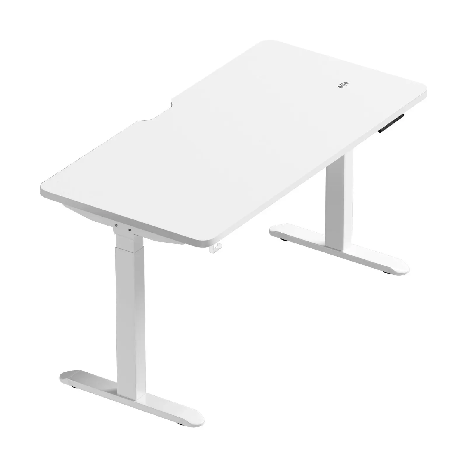 Oikiture Electric Standing Desk With Wireless Charging Dual Motor White Frame 140CM White Tabletop