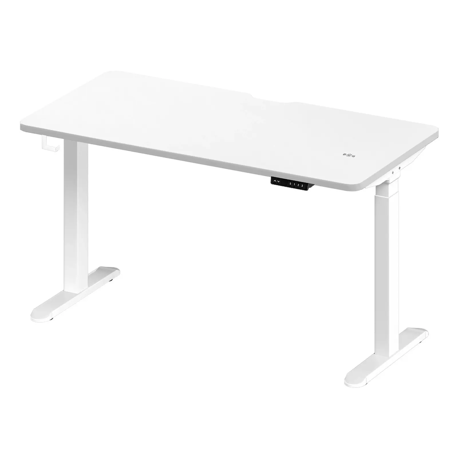 Oikiture Electric Standing Desk With Wireless Charging Dual Motor White Frame 140CM White Tabletop