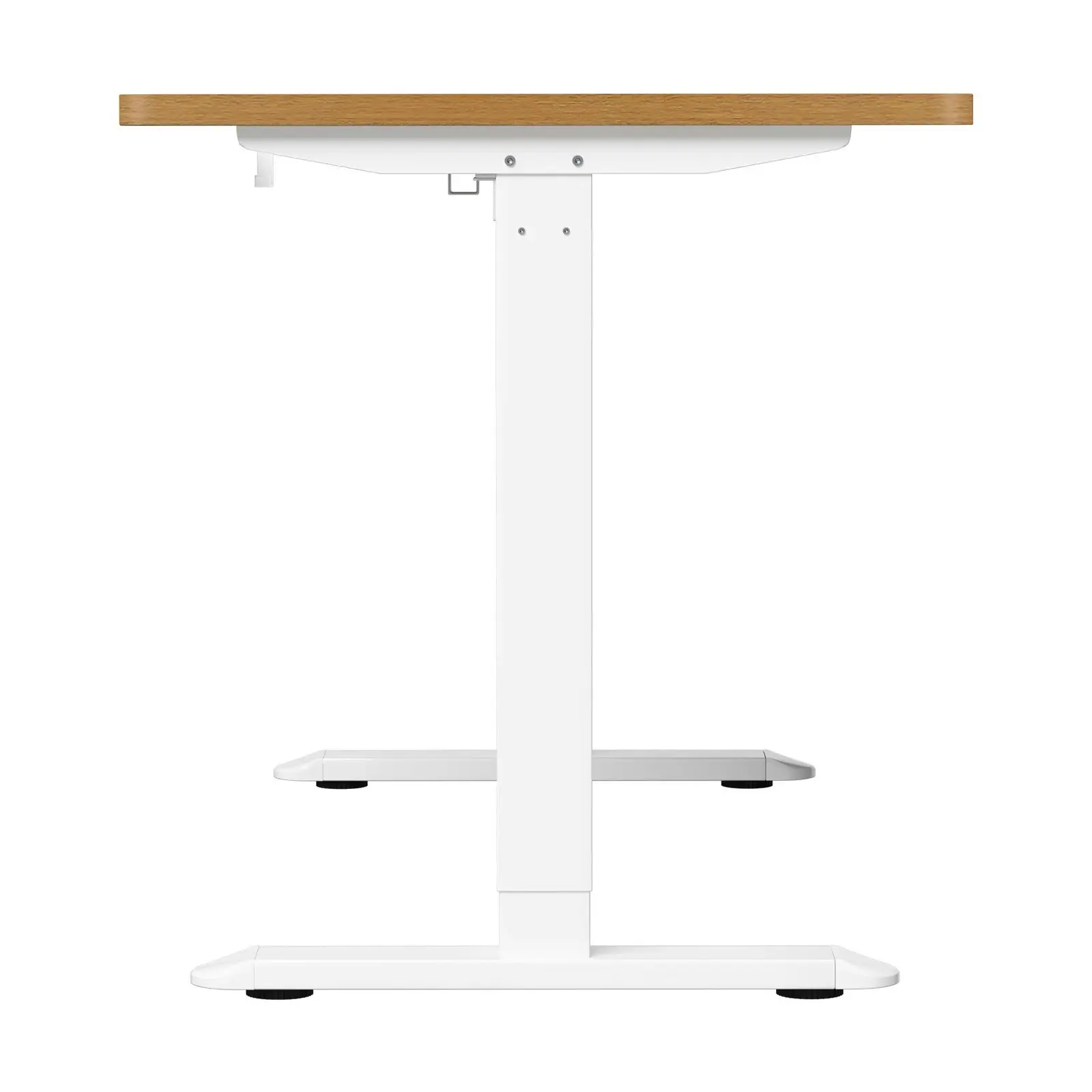 Oikiture Electric Standing Desk With Wireless Charging Single Motor White Frame 140CM OAK Tabletop