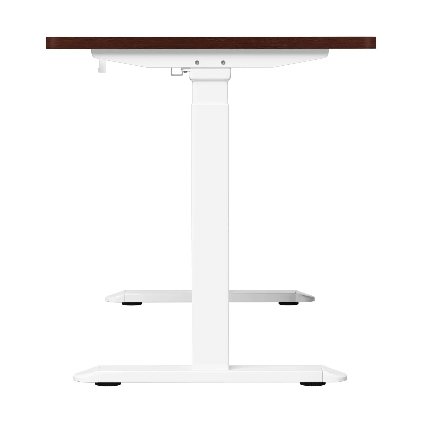 Oikiture Electric Standing Desk With Wireless Charging Dual Motor White Frame 140CM Walnut Tabletop