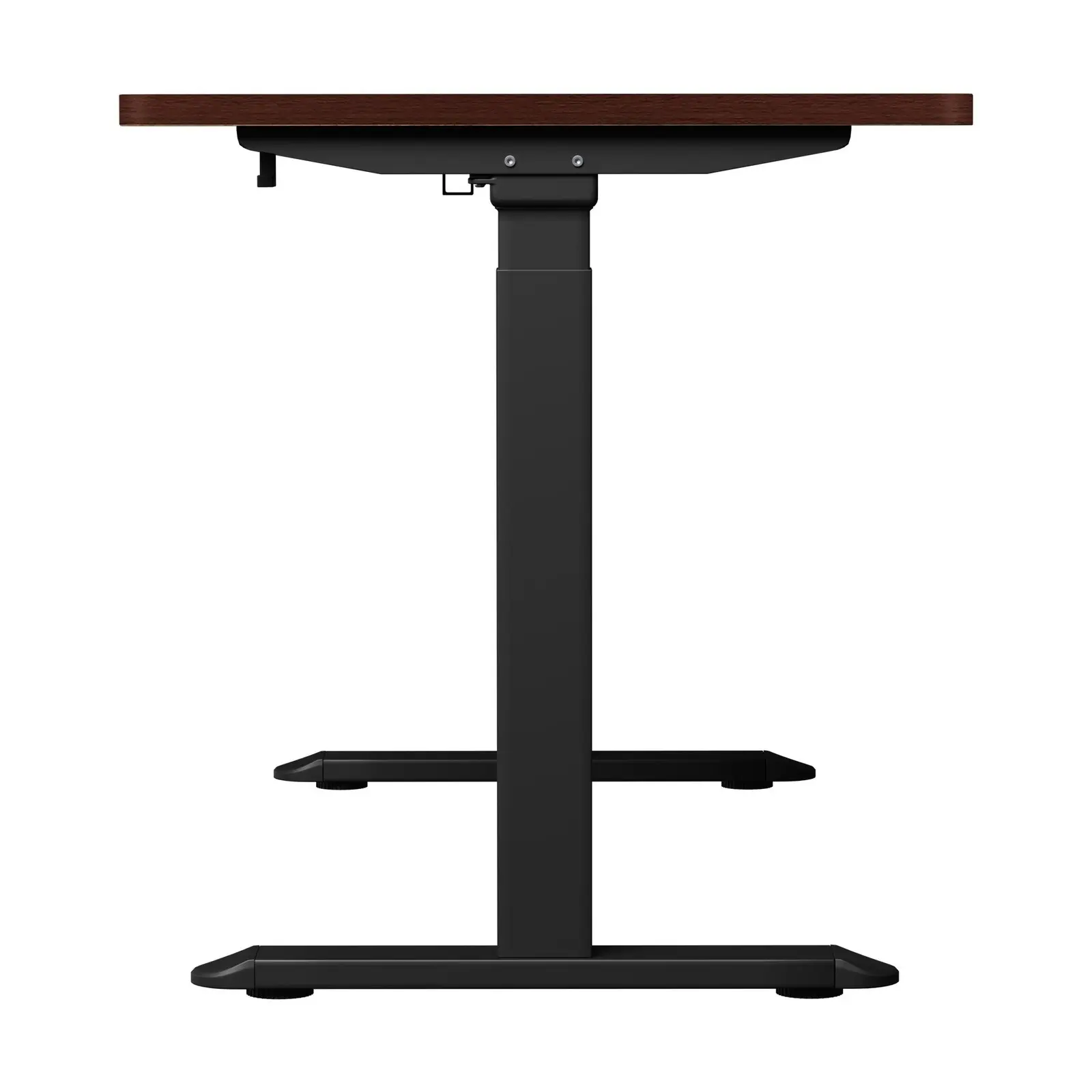 Oikiture Electric Standing Desk With Wireless Charging Dual Motor Black Frame 140CM Walnut Tabletop