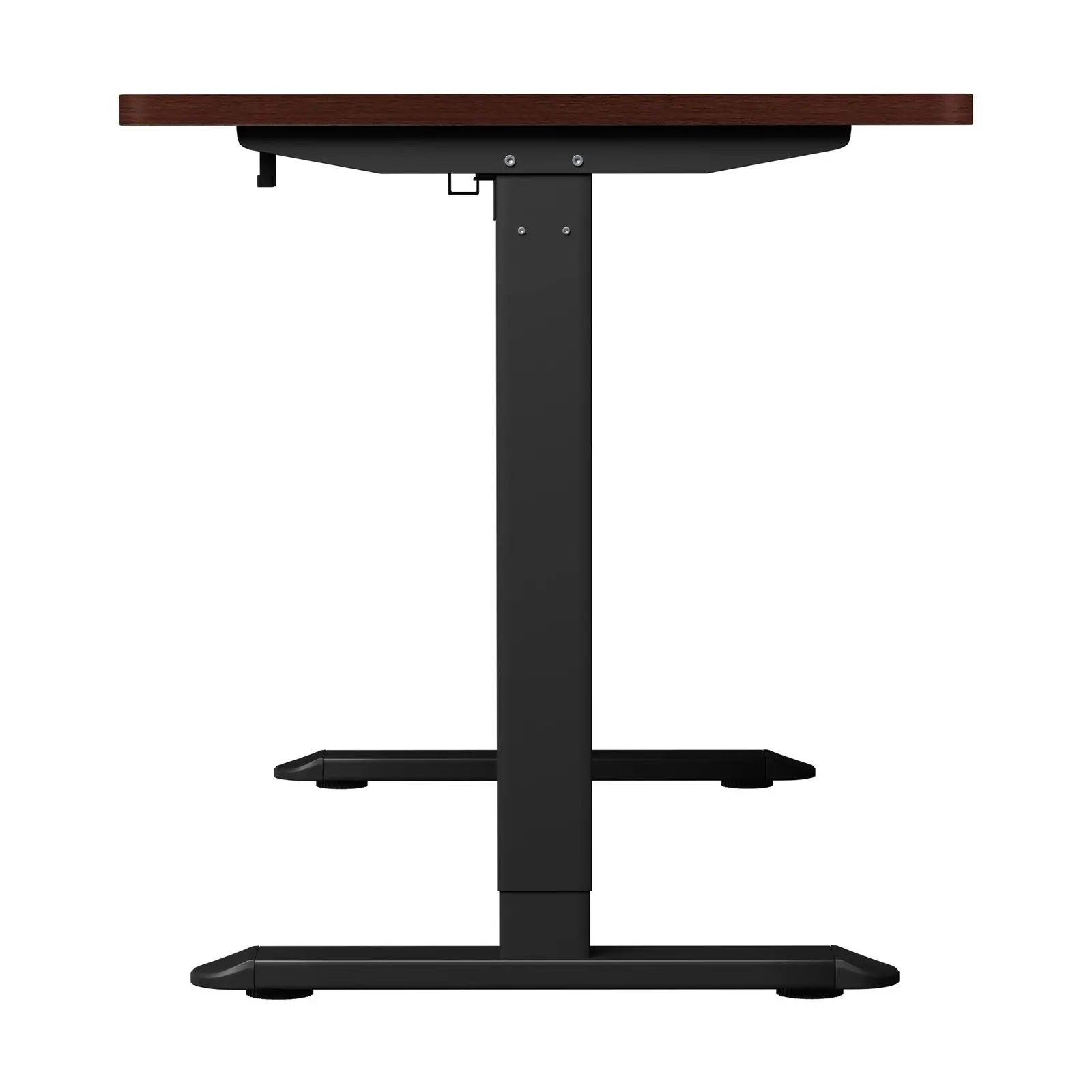 Oikiture Electric Standing Desk With Wireless Charging Single Motor Black Frame 140CM Walnut Tabletop