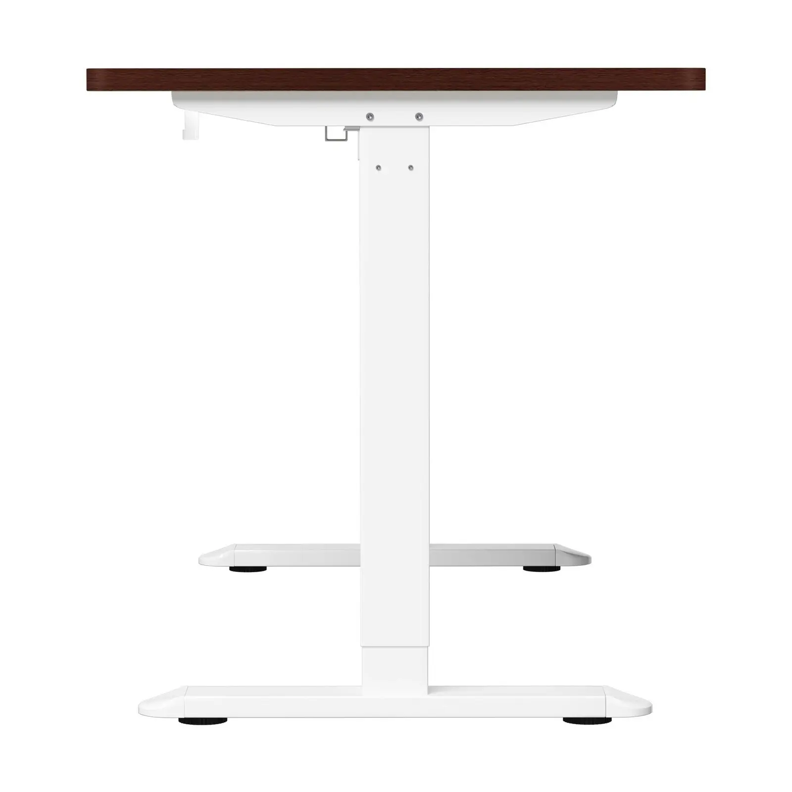 Oikiture Electric Standing Desk With Wireless Charging Single Motor White Frame 140CM Walnut Tabletop