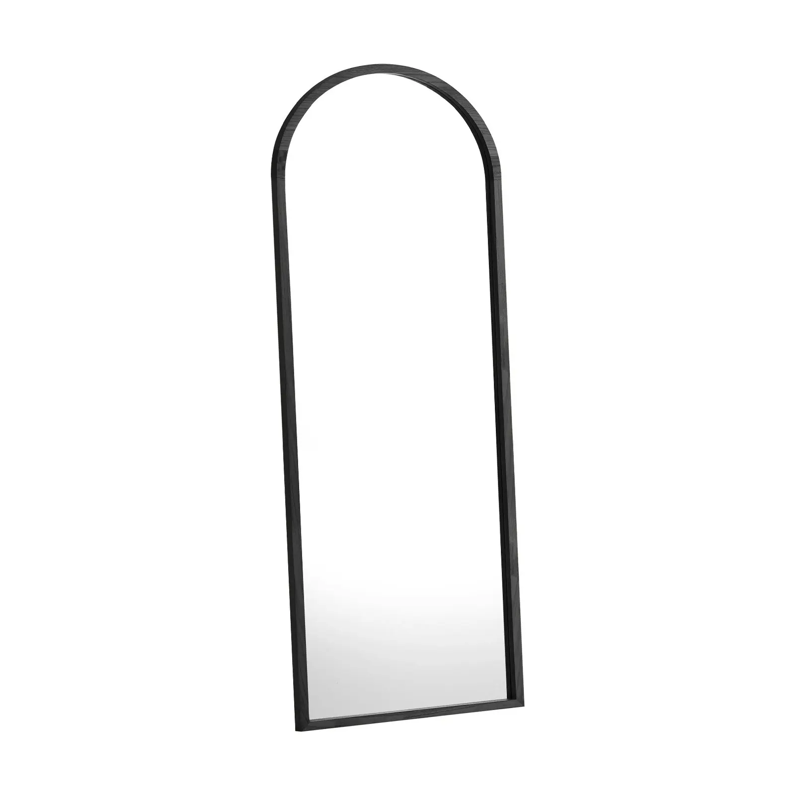 Oikiture Wooden Full Length Mirror 166x60cm Arched Dressing Floor Mirrors Black