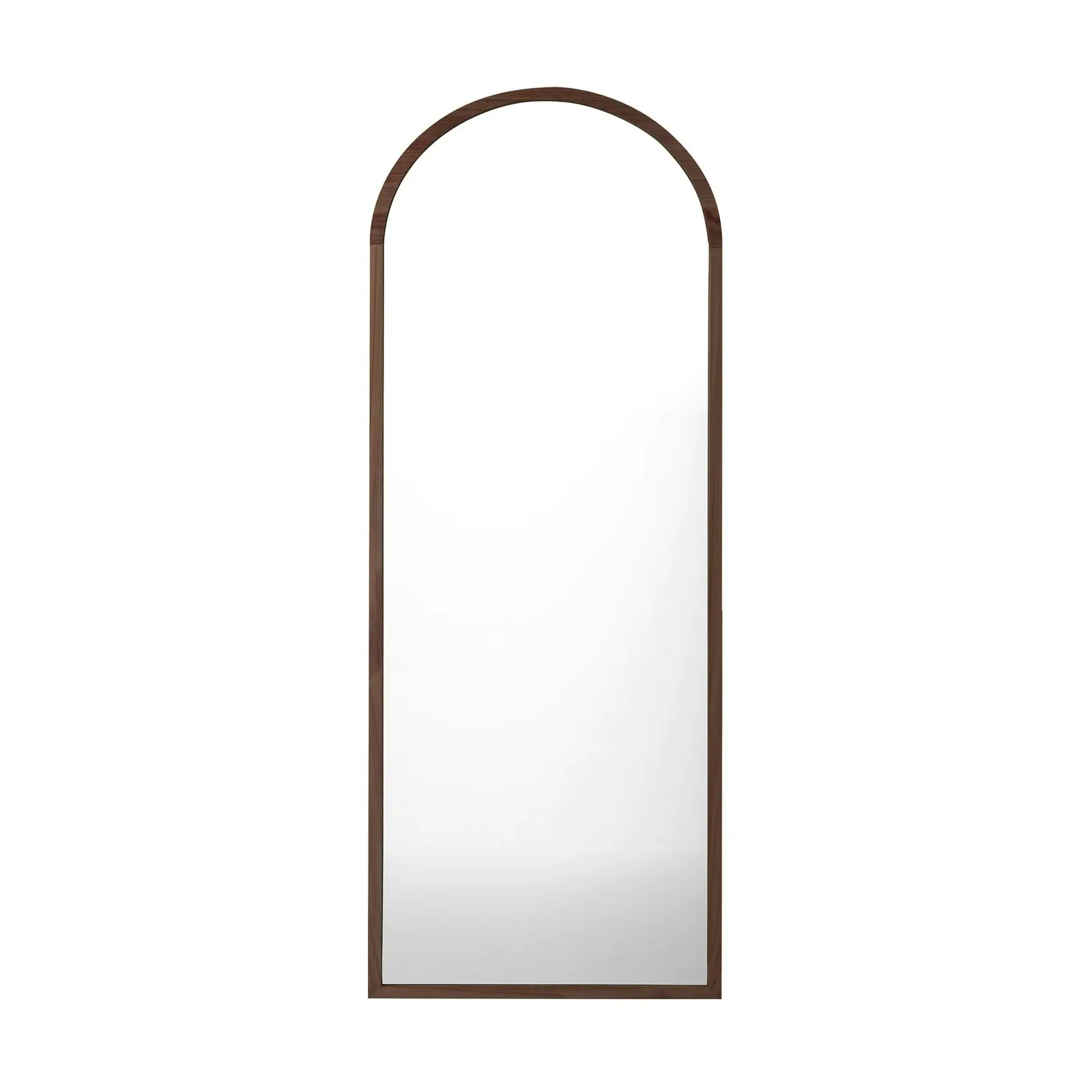 Oikiture Wooden Full Length Mirror 166x60cm Arched Dressing Floor Mirrors Brown