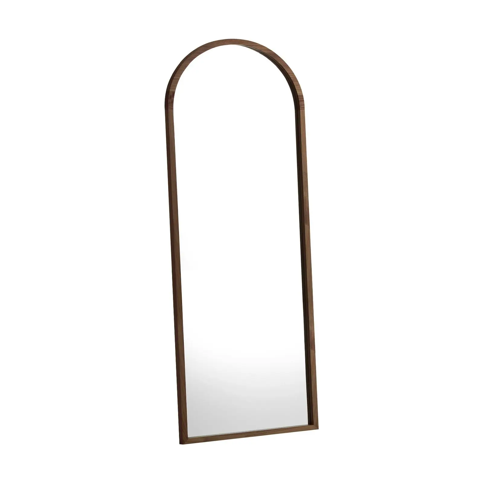 Oikiture Wooden Full Length Mirror 166x60cm Arched Dressing Floor Mirrors Brown