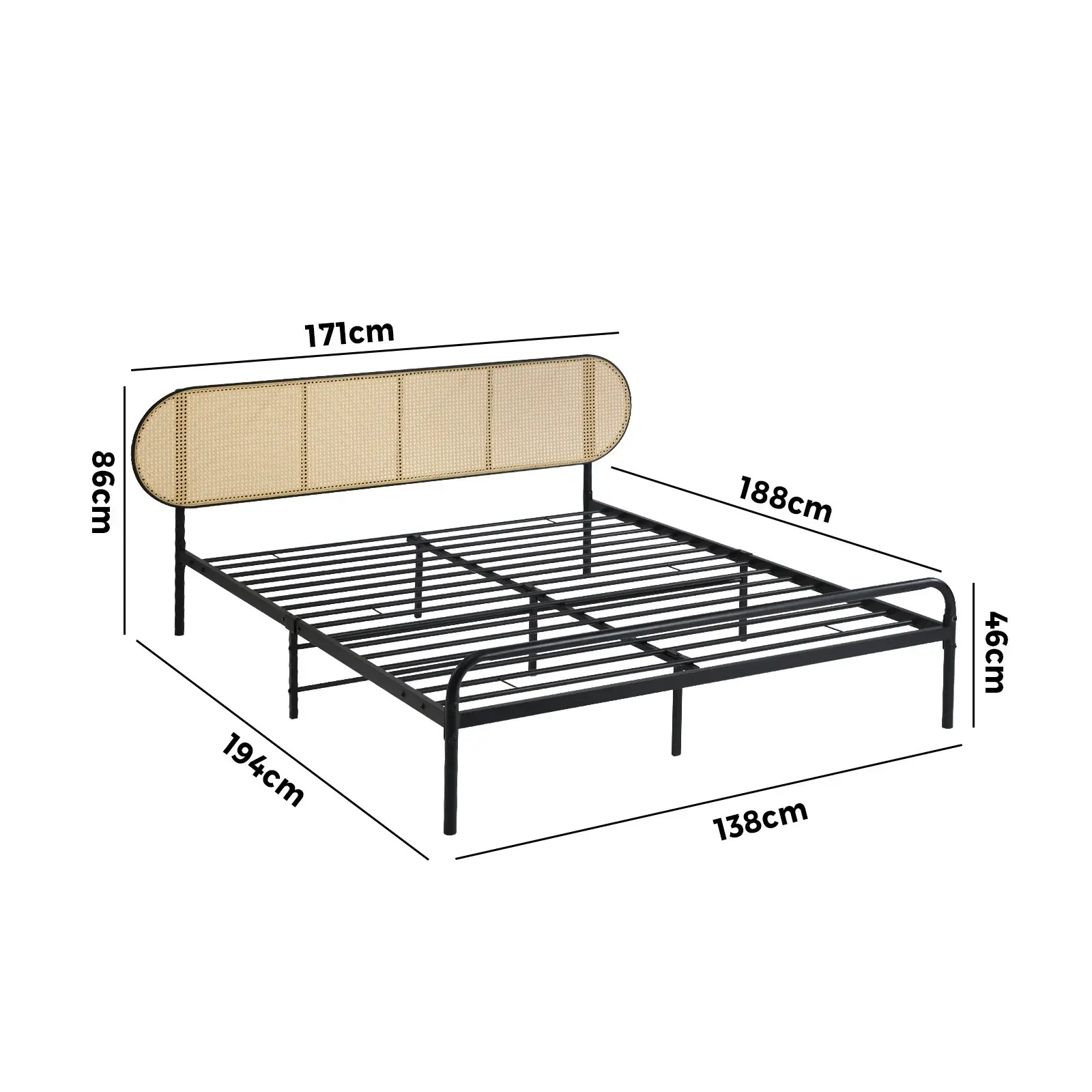 Oikiture Bed Frame Double Size Metal Bed Platform VINY