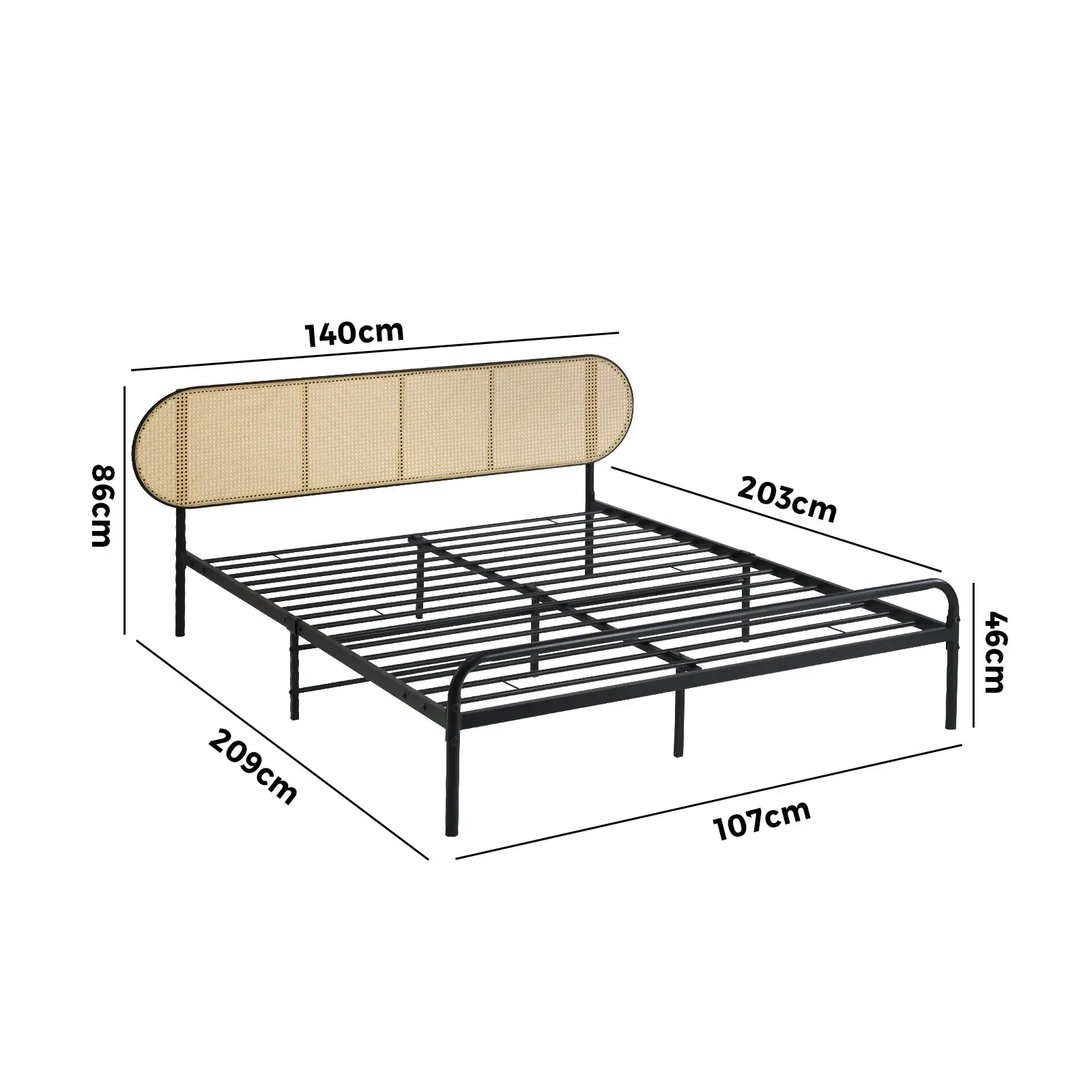 Oikiture Bed Frame King Single Size Metal Bed Platform VINY