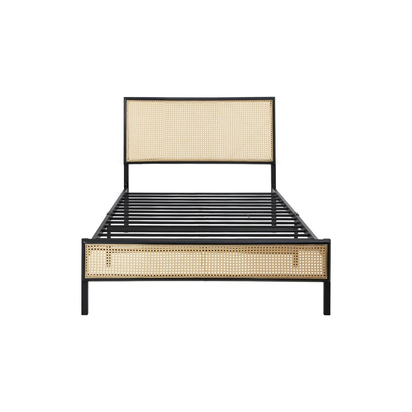 Oikiture Metal Bed Frame Single Size Beds Base Platform Rattan