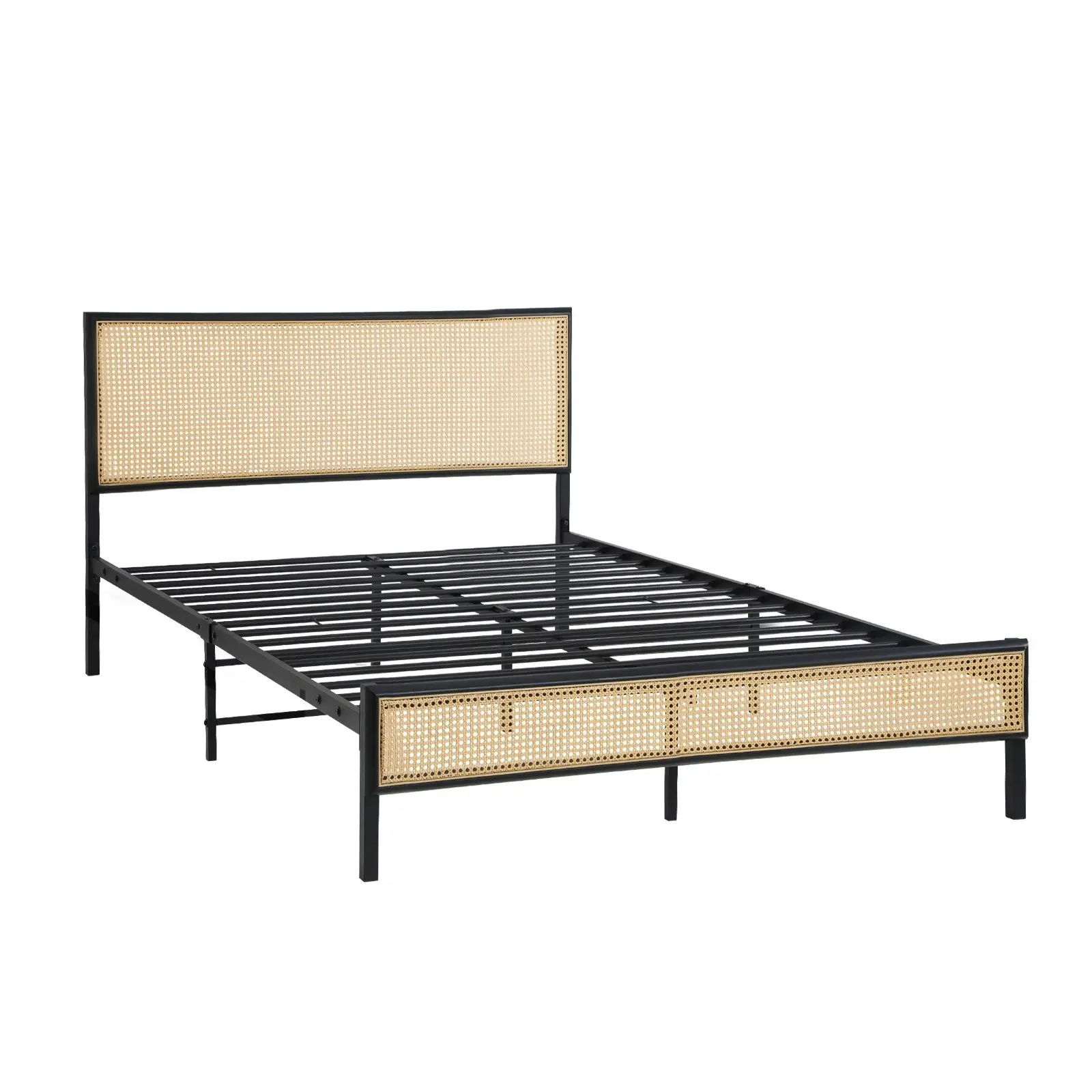 Oikiture Metal Bed Frame King Single Beds Base Platform Rattan