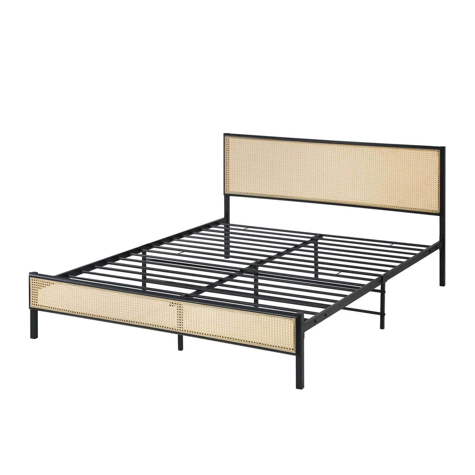 Oikiture Metal Bed Frame Queen Size Beds Base Platform Rattan