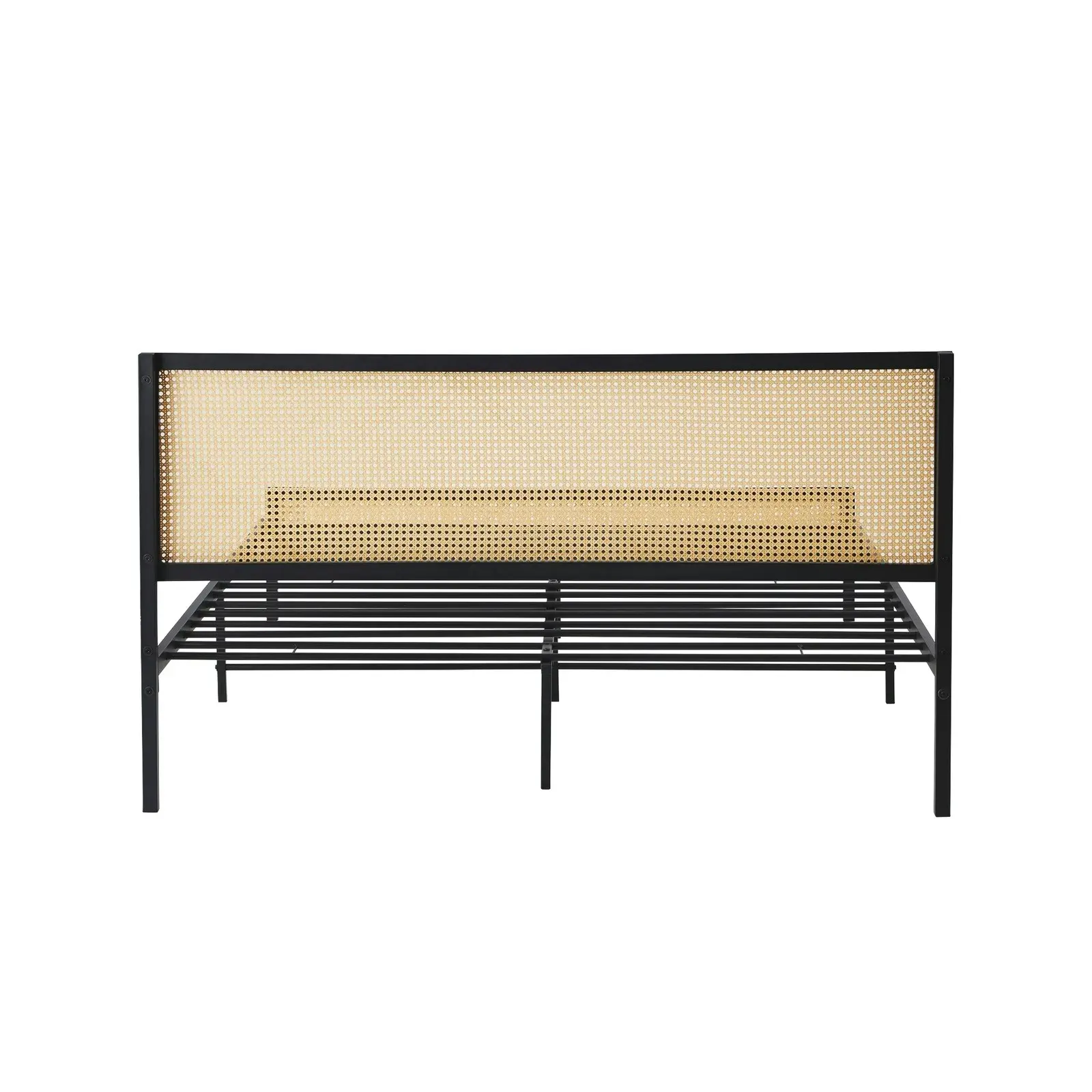 Oikiture Metal Bed Frame Double Size Beds Base Platform Rattan