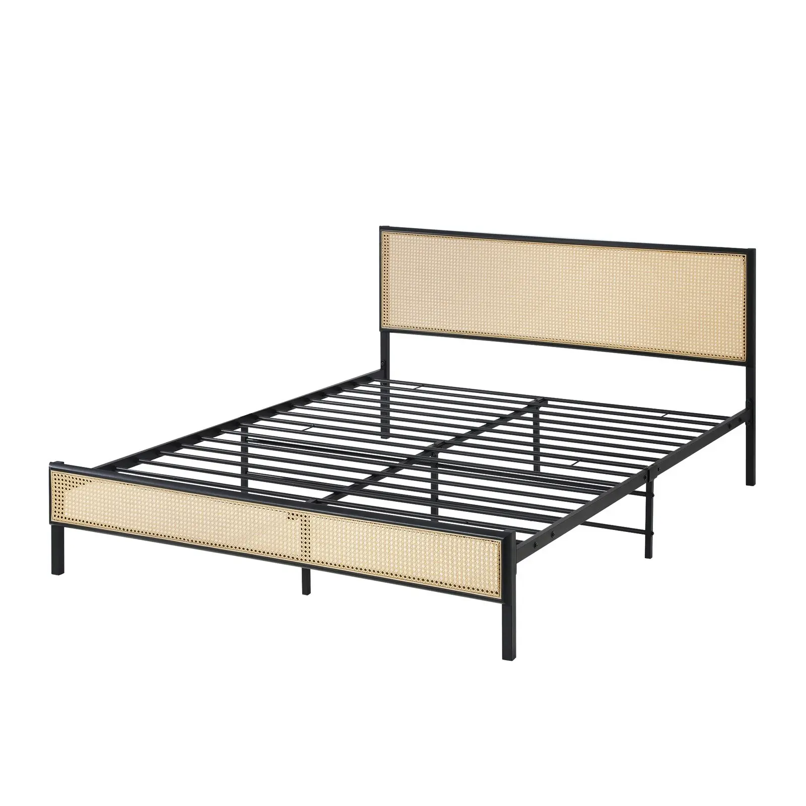 Oikiture Metal Bed Frame Double Size Beds Base Platform Rattan