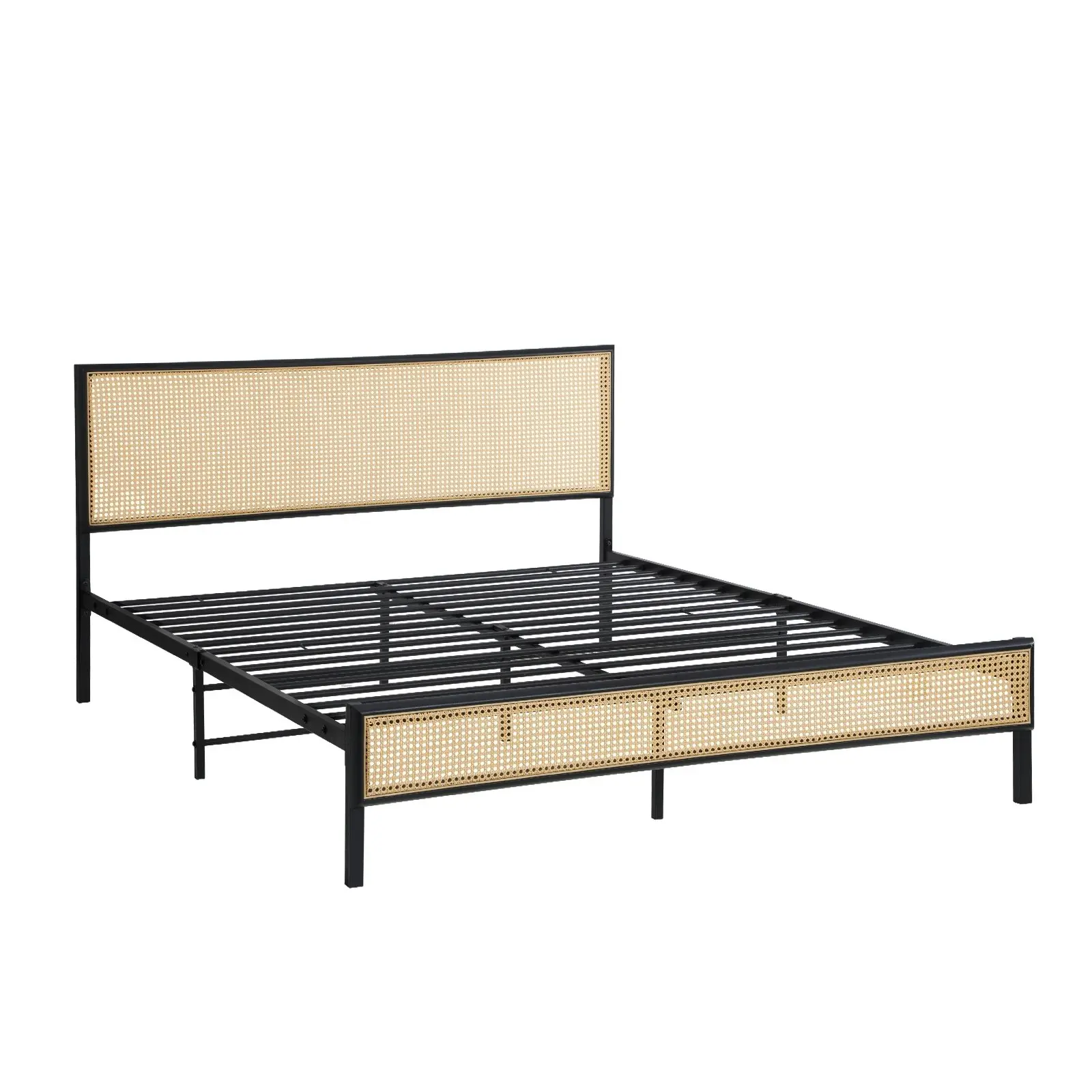 Oikiture Metal Bed Frame Double Size Beds Base Platform Rattan