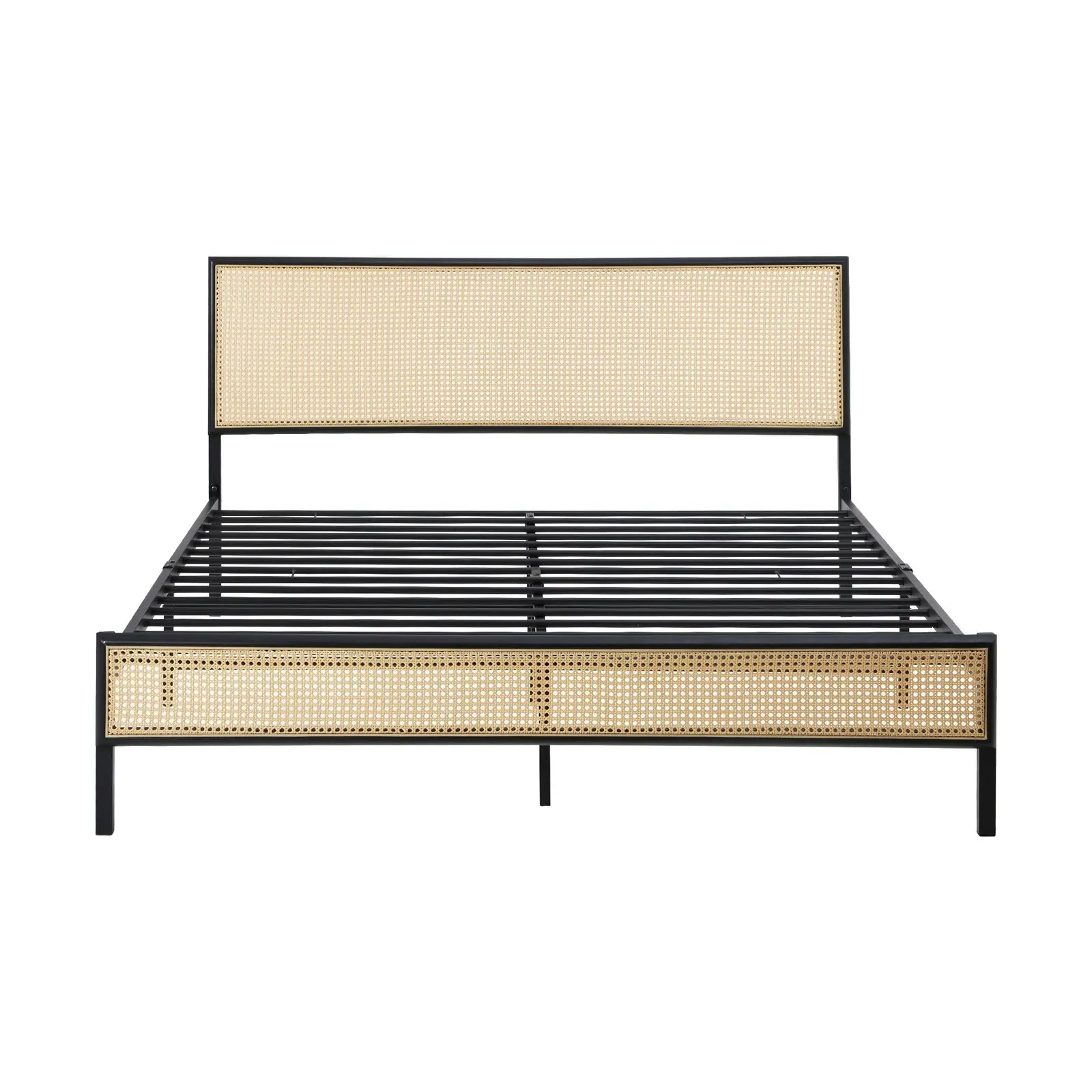 Oikiture Metal Bed Frame Double Size Beds Base Platform Rattan