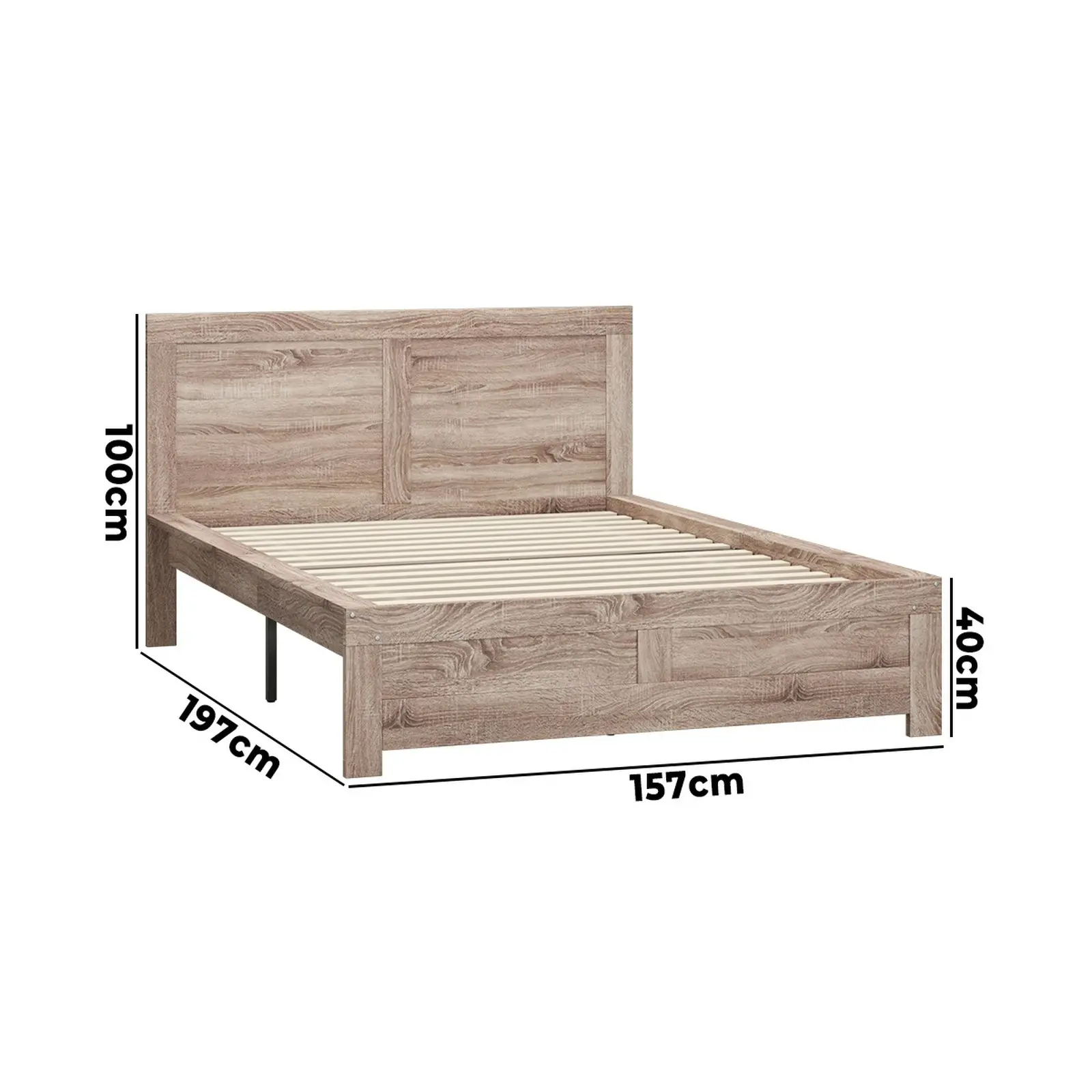 Oikiture Bed Frame Double Size Wooden Base Beds Platform Timber Light Oak