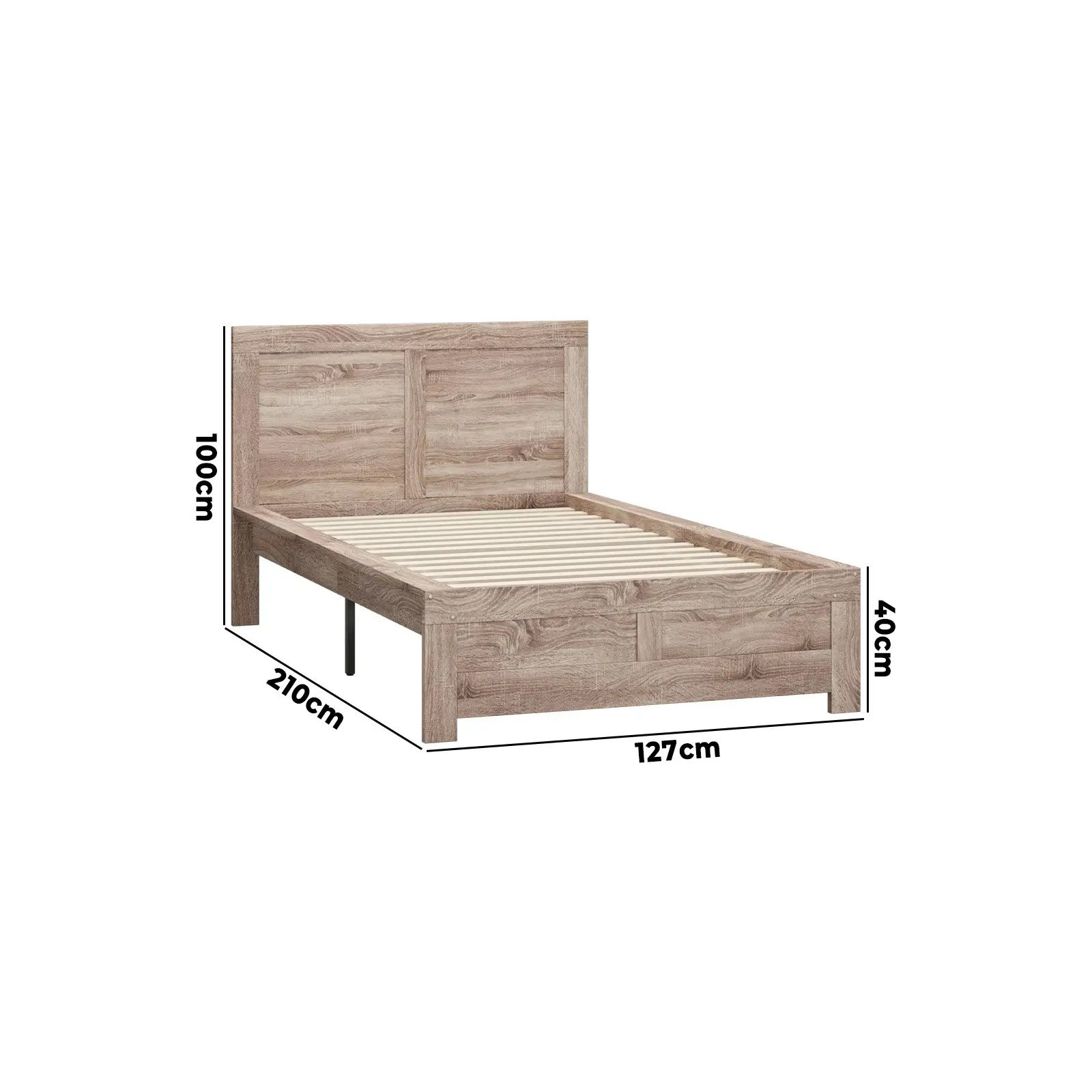 Oikiture Bed Frame King Single Wooden Base Beds Platform Timber Light Oak