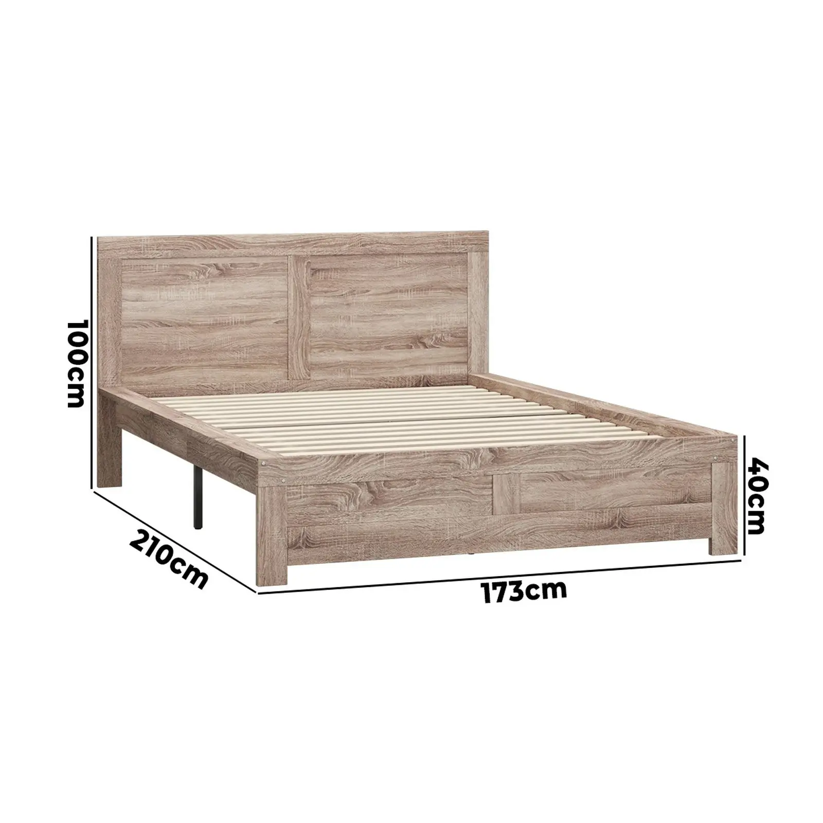 Oikiture Bed Frame Queen Size Wooden Base Beds Platform Timber Light Oak