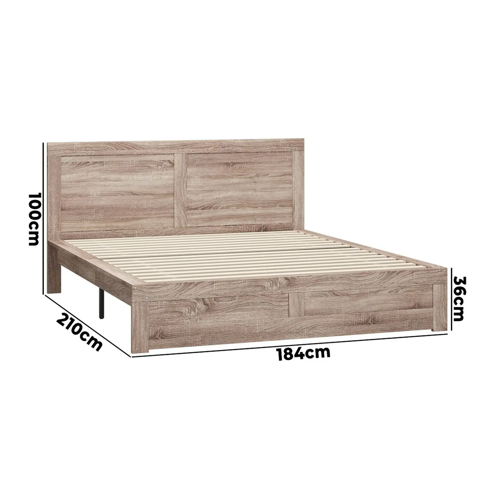 Oikiture Bed Frame King Size Wooden Base Beds Platform Timber Light Oak