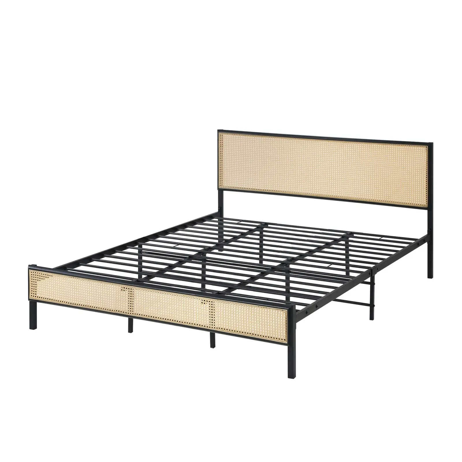 Oikiture Metal Bed Frame King Size Beds Base Platform Rattan