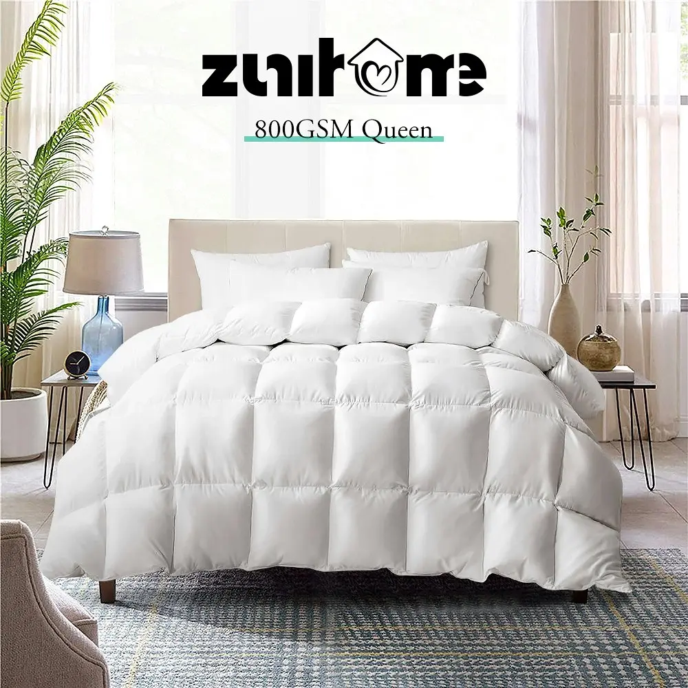 ZUNI Goose Down Duvet Quilt 800GSM Duvet Doona Winter Summer Quilt Queen