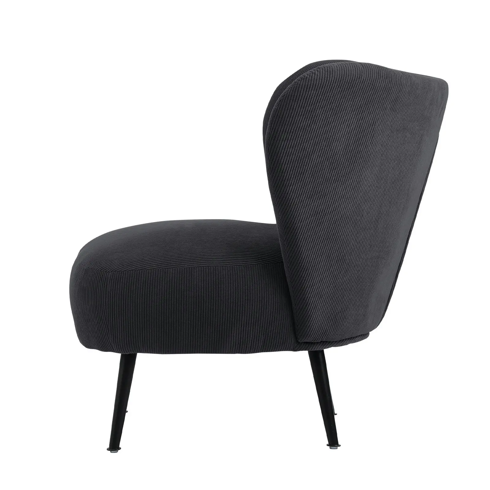 Oikiture Armchair Lounge Chair with Lumbar Pillow Wingback Velvet Charcoal