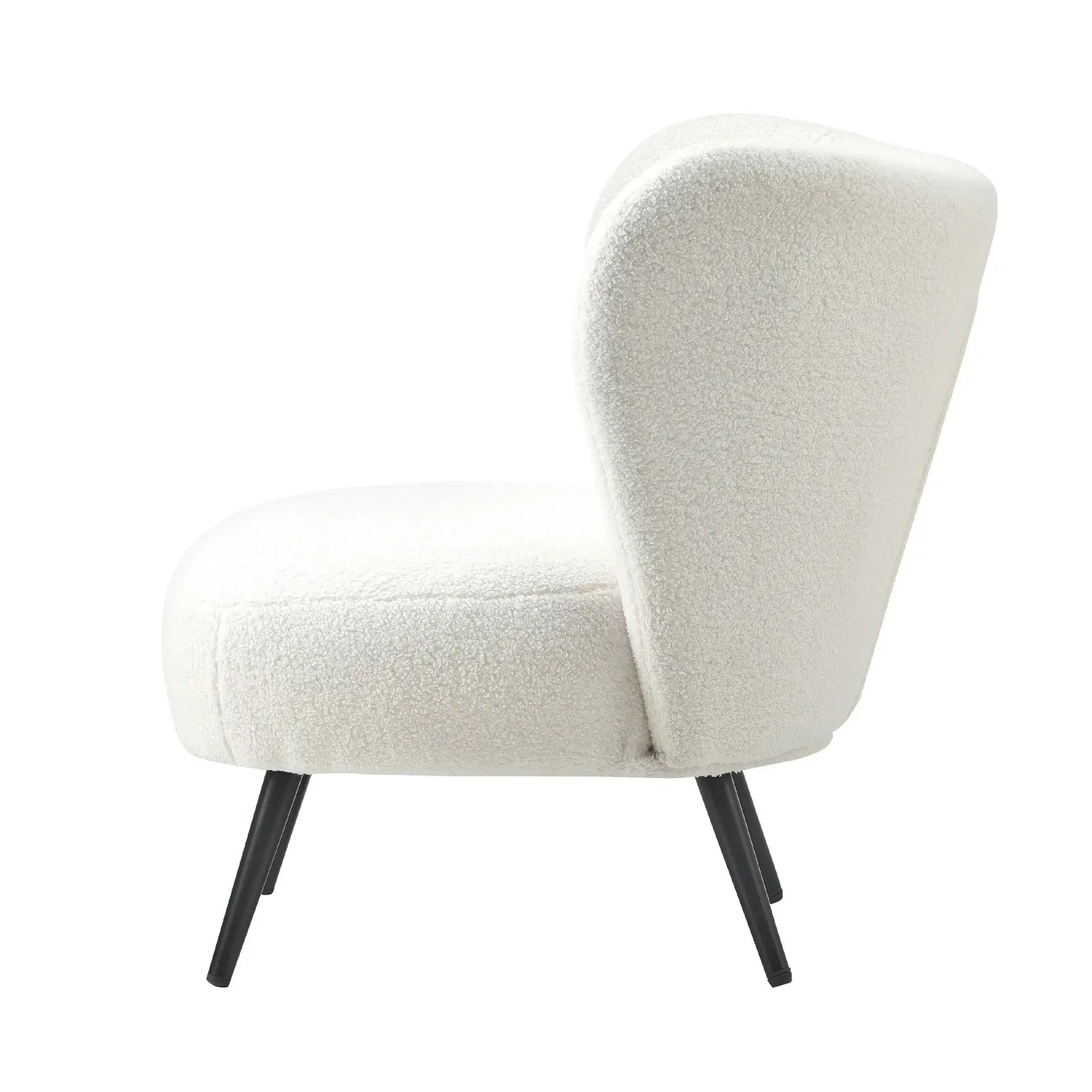 Oikiture Armchair Lounge Chair with Lumbar Pillow Wingback Boucle White