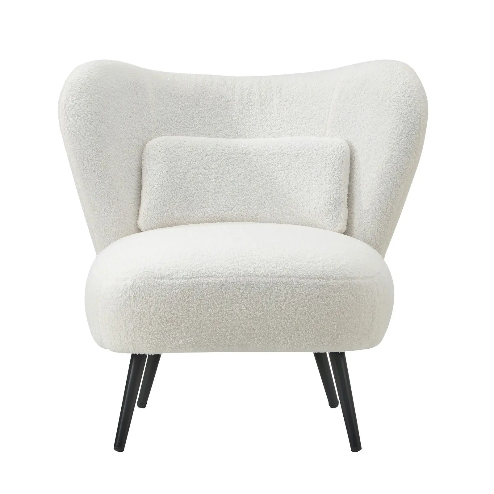 Oikiture Armchair Lounge Chair with Lumbar Pillow Wingback Boucle White