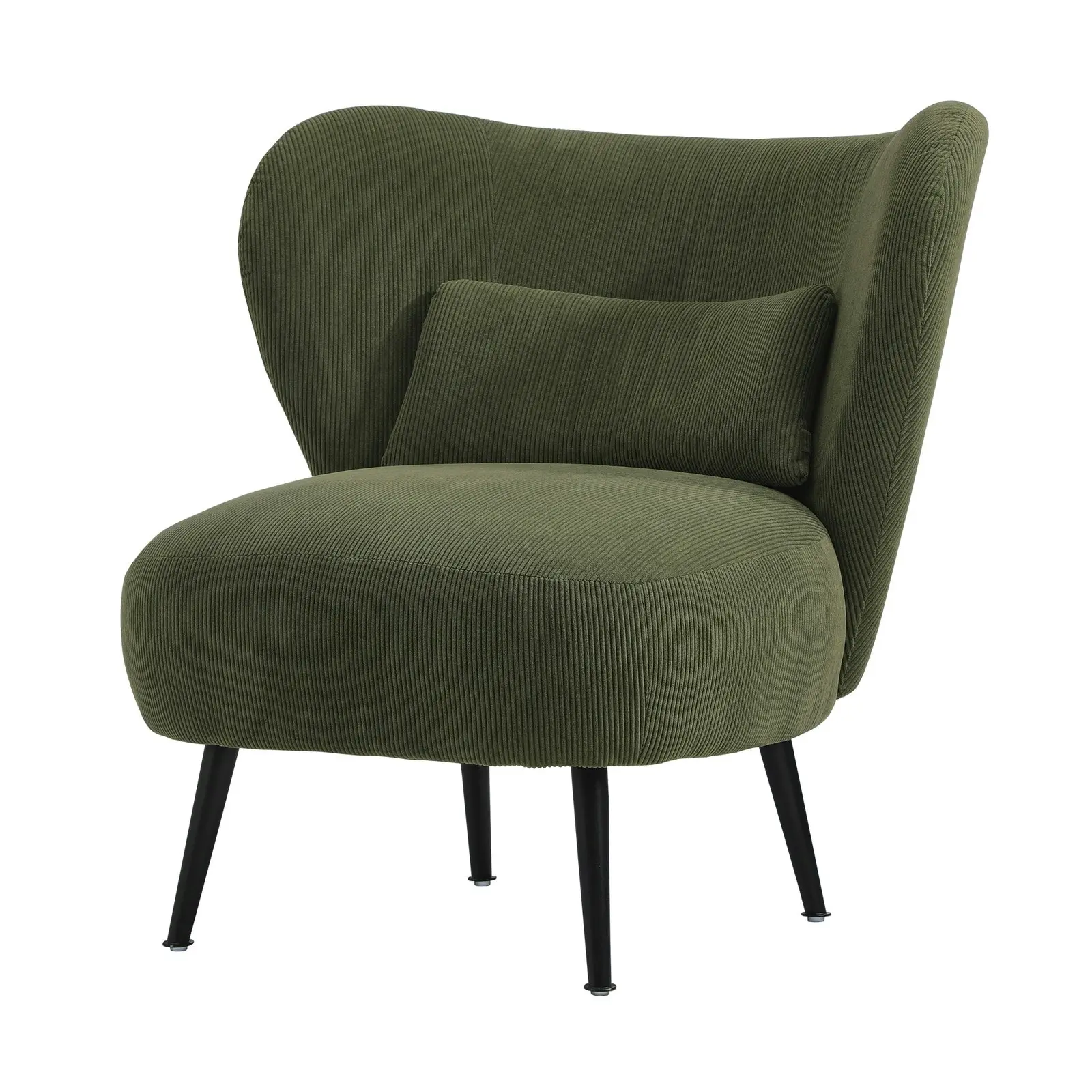 Oikiture Armchair Lounge Chair with Lumbar Pillow Wingback Velvet Green