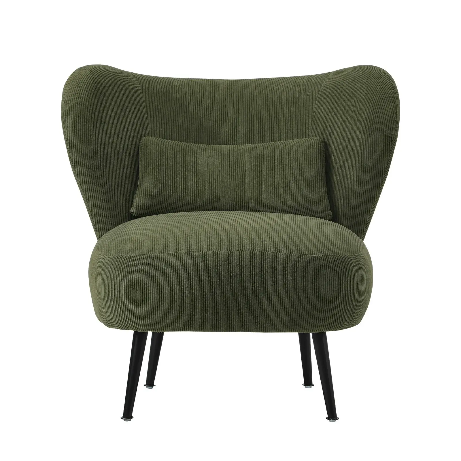 Oikiture Armchair Lounge Chair with Lumbar Pillow Wingback Velvet Green