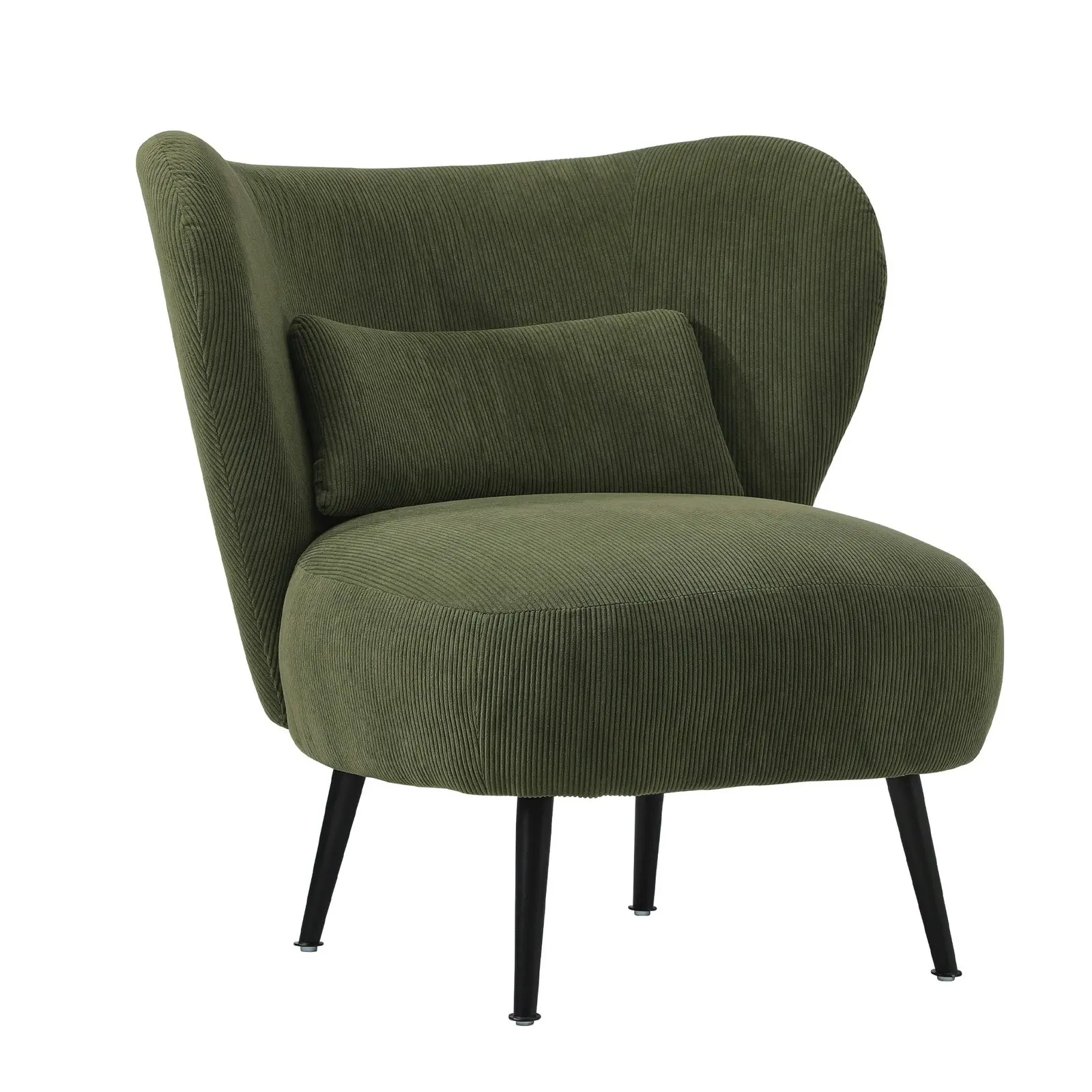 Oikiture Armchair Lounge Chair with Lumbar Pillow Wingback Velvet Green