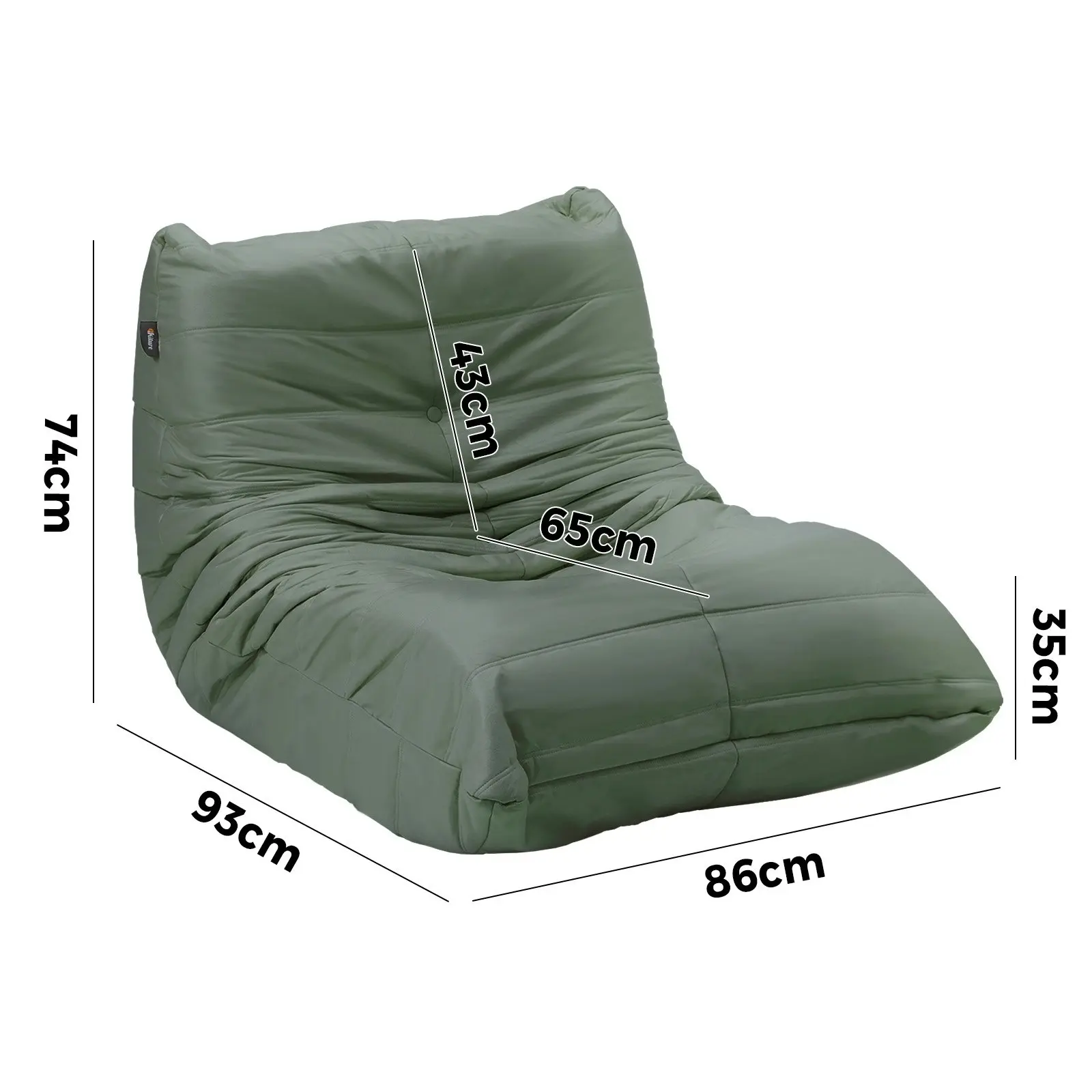 Oikiture Floor Sofa Accent Chair Lazy Couch Lounge Green