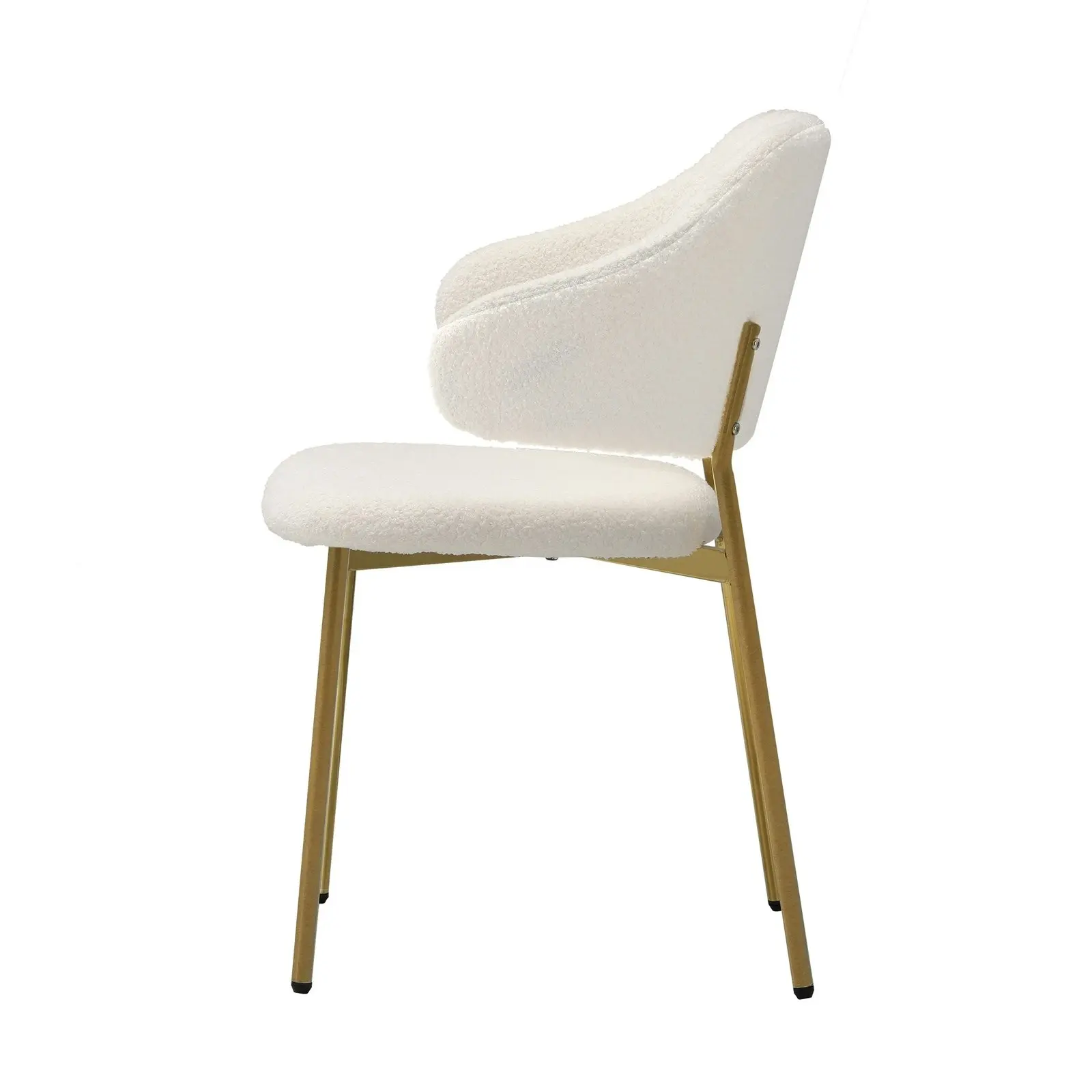 Oikiture 2x Dining Chair Accent Chairs Armchair Tub Armchairs Sherpa Gold&White