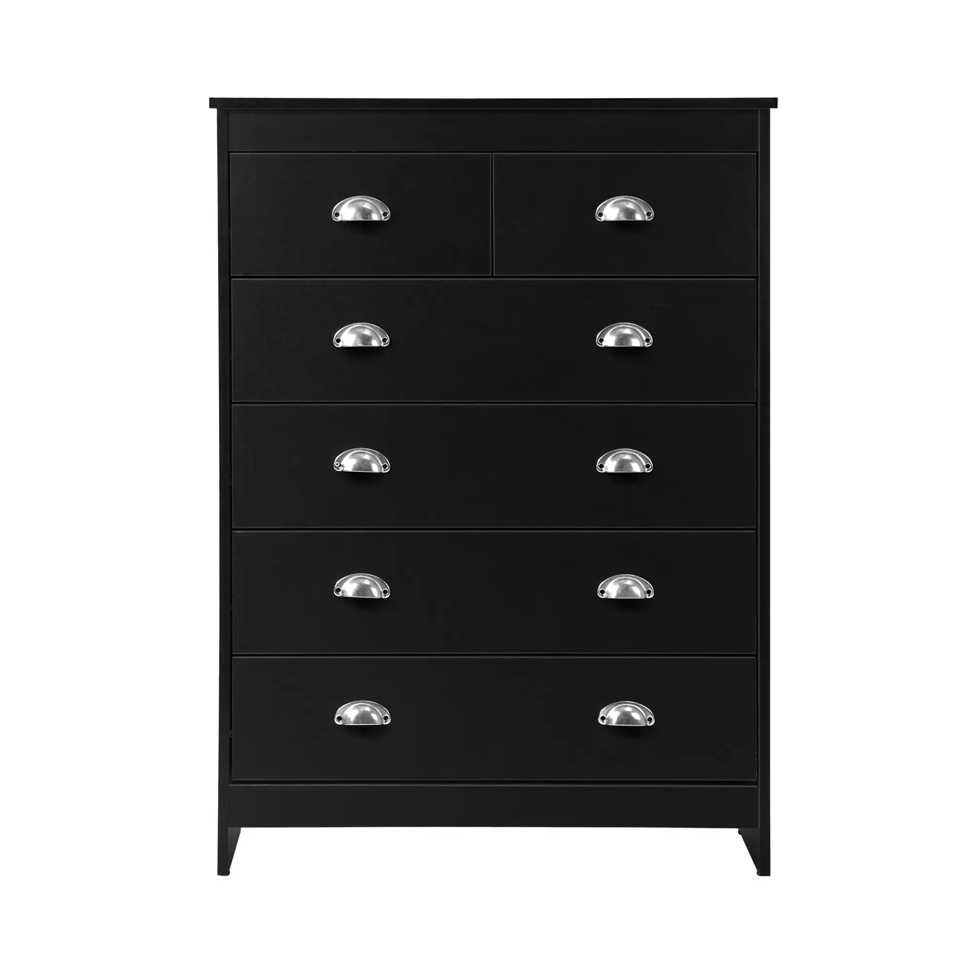 Oikiture 6 Chest of Drawers Tallboy Dresser Table Storage Cabinet Black