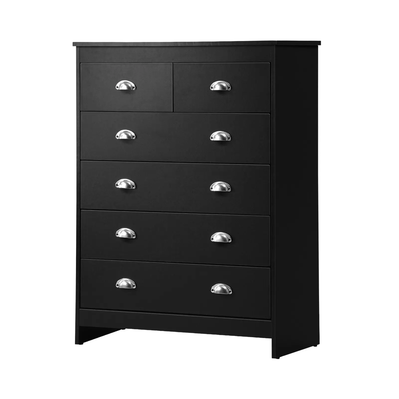 Oikiture 6 Chest of Drawers Tallboy Dresser Table Storage Cabinet Black