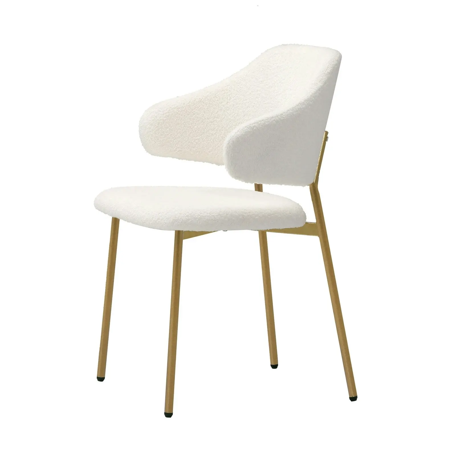 Oikiture 6x Dining Chair Accent Chairs Armchair Tub Armchairs Sherpa Gold&White