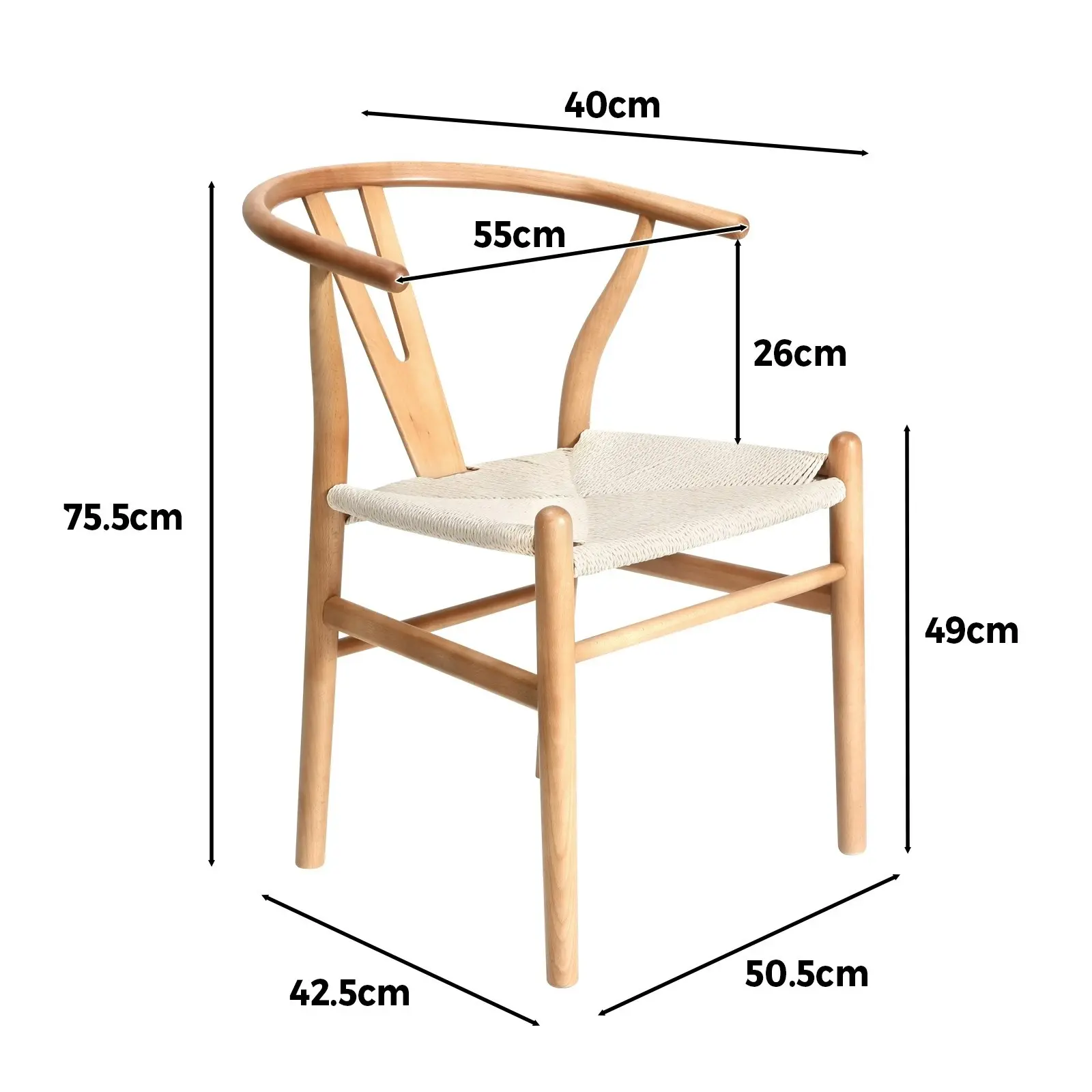 Oikiture 6x Dining Chair Wooden Hans Wegner Chair Wishbone Cafe Lounge Seat